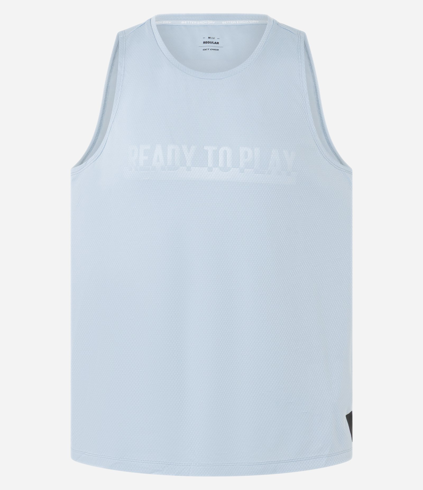 Regata Regular Esportiva com Tecnologia Dry e Estampa Lettering Azul 7