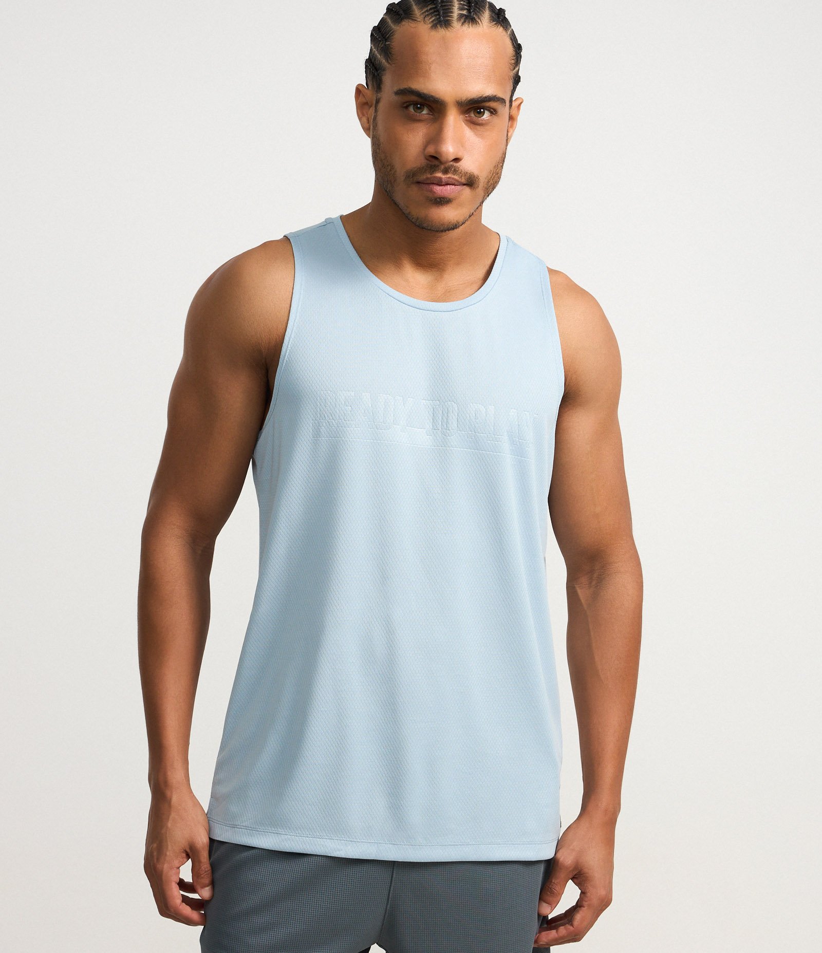 Regata Regular Esportiva com Tecnologia Dry e Estampa Lettering Azul 1