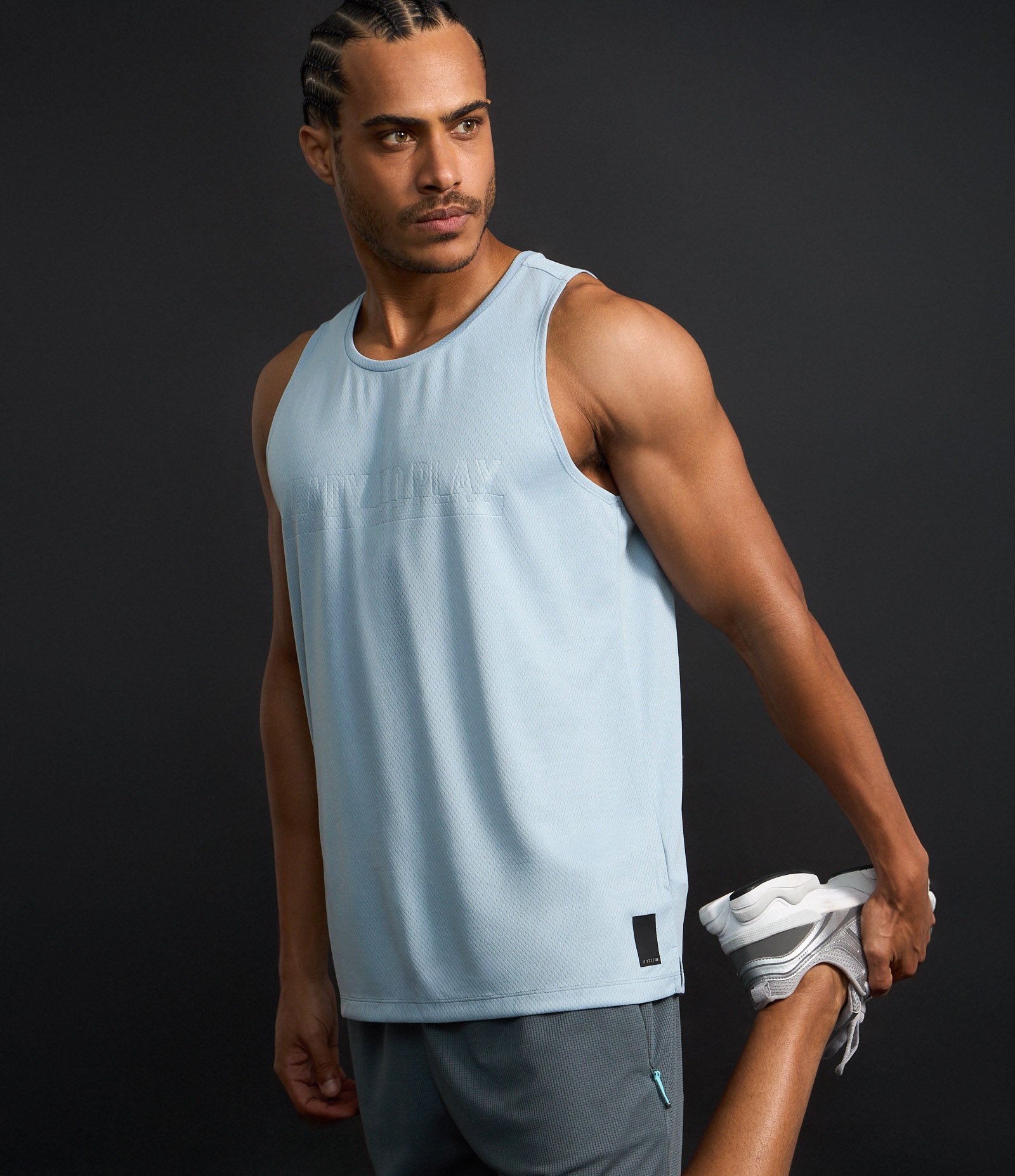 Regata Regular Esportiva com Tecnologia Dry e Estampa Lettering Azul 3