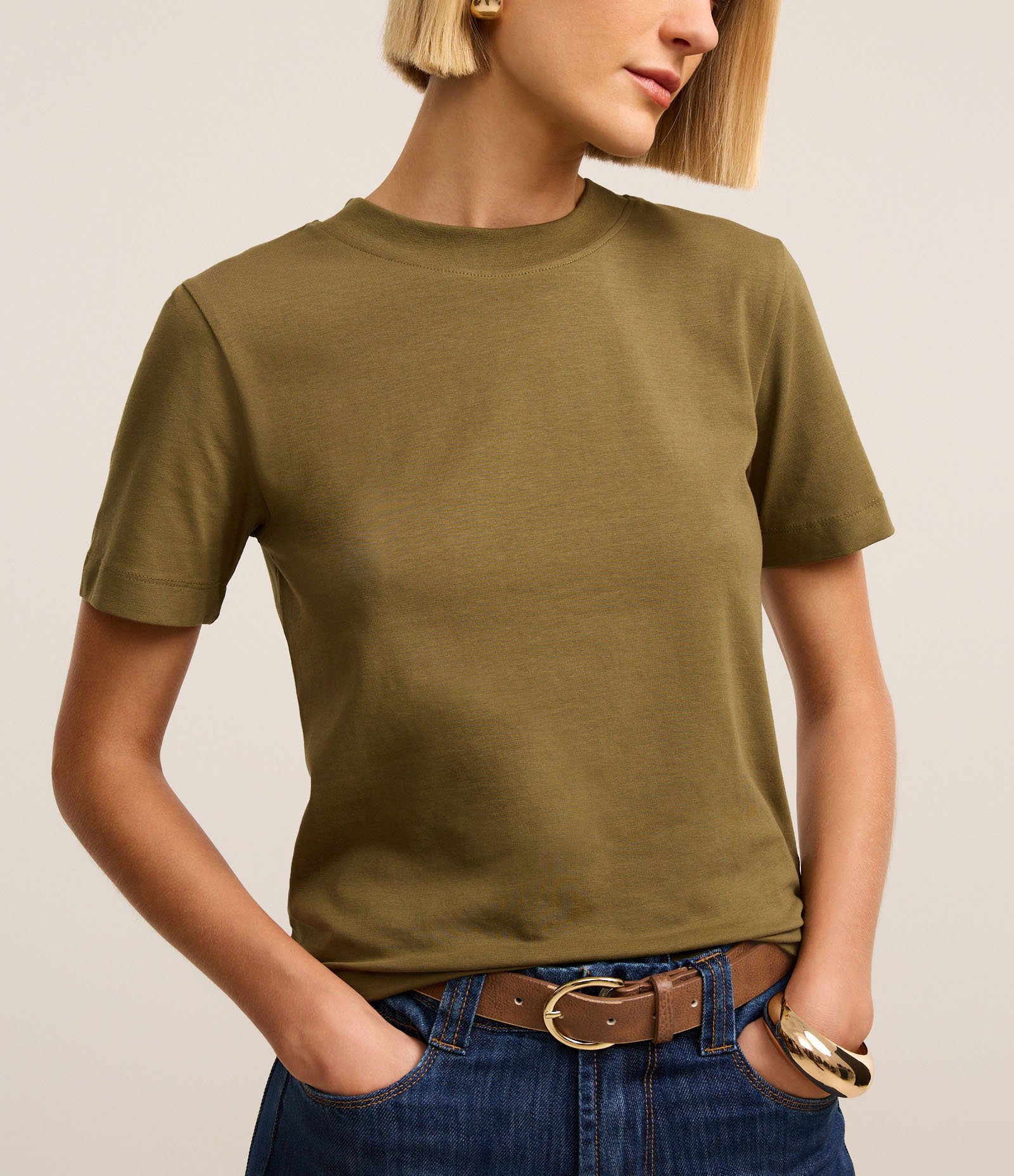 Blusa Básica Justinha em Ribana de Algodão Verde Oliva 4