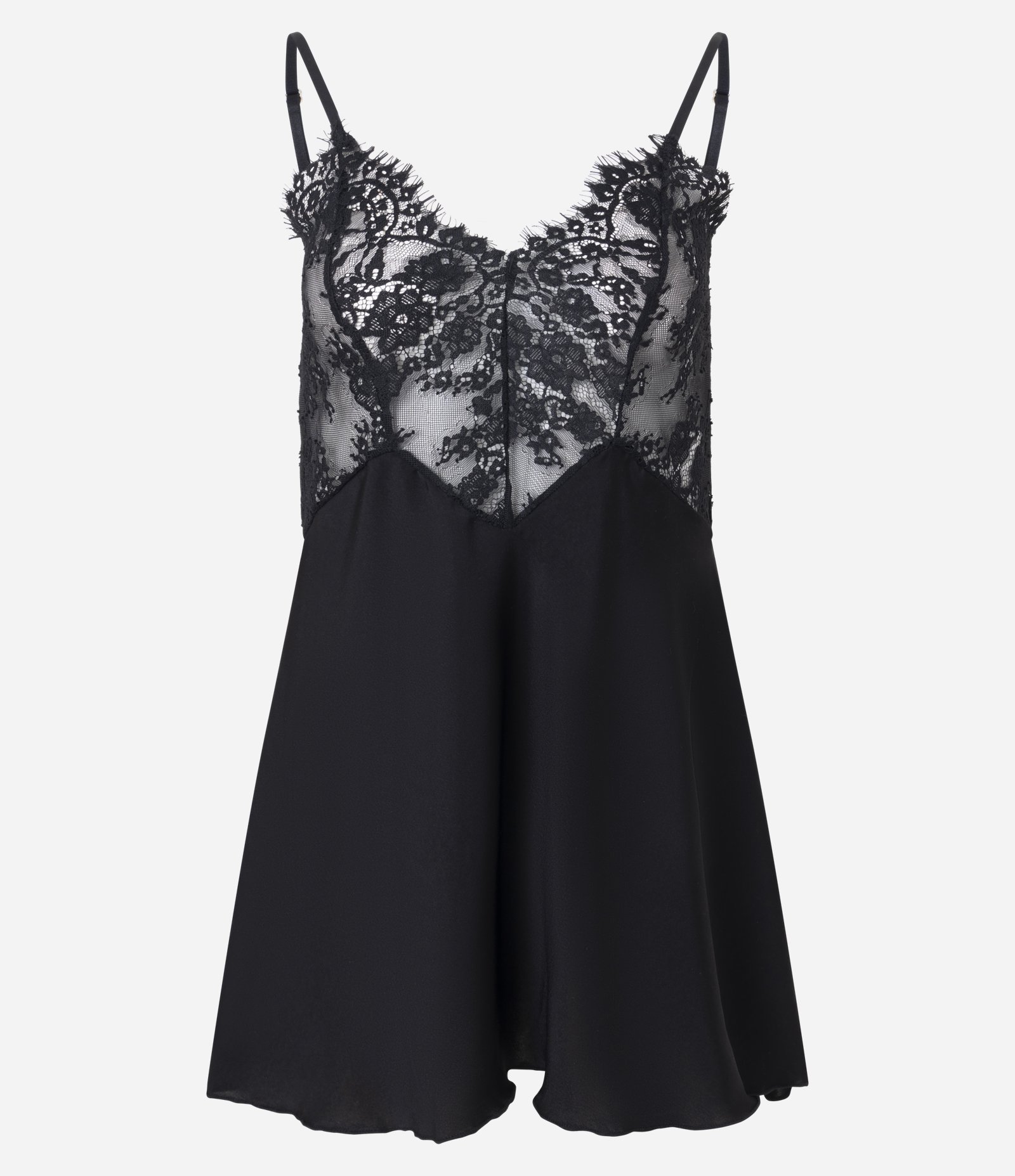 Camisola sem Bojo em Malha com Detalhes em Renda Preto 4