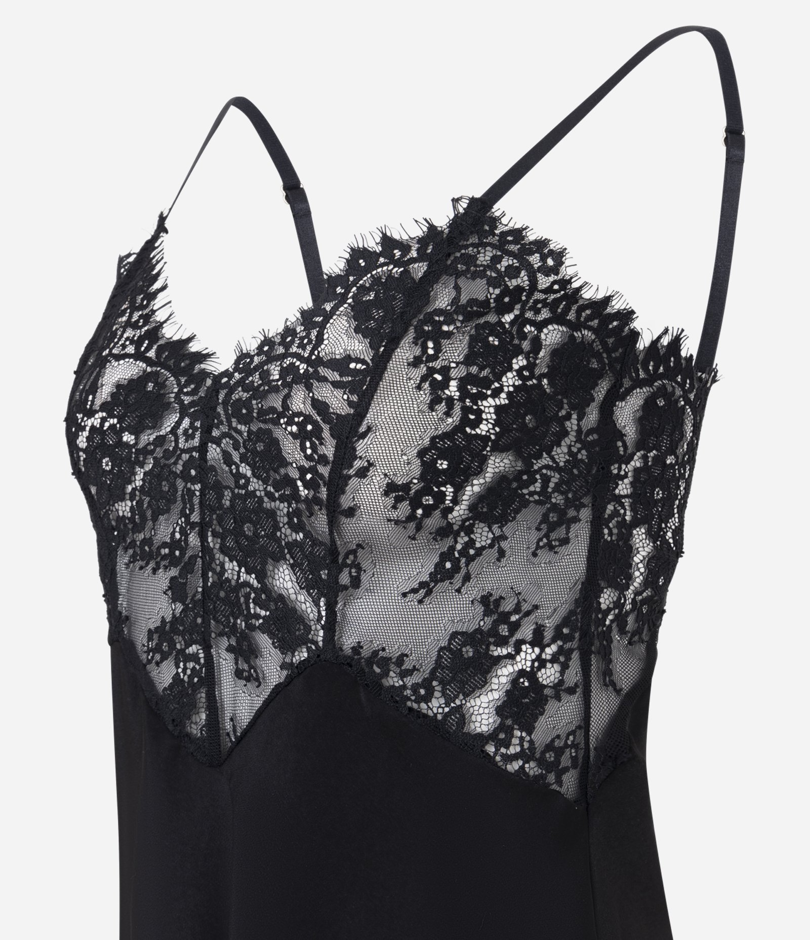 Camisola sem Bojo em Malha com Detalhes em Renda Preto 5