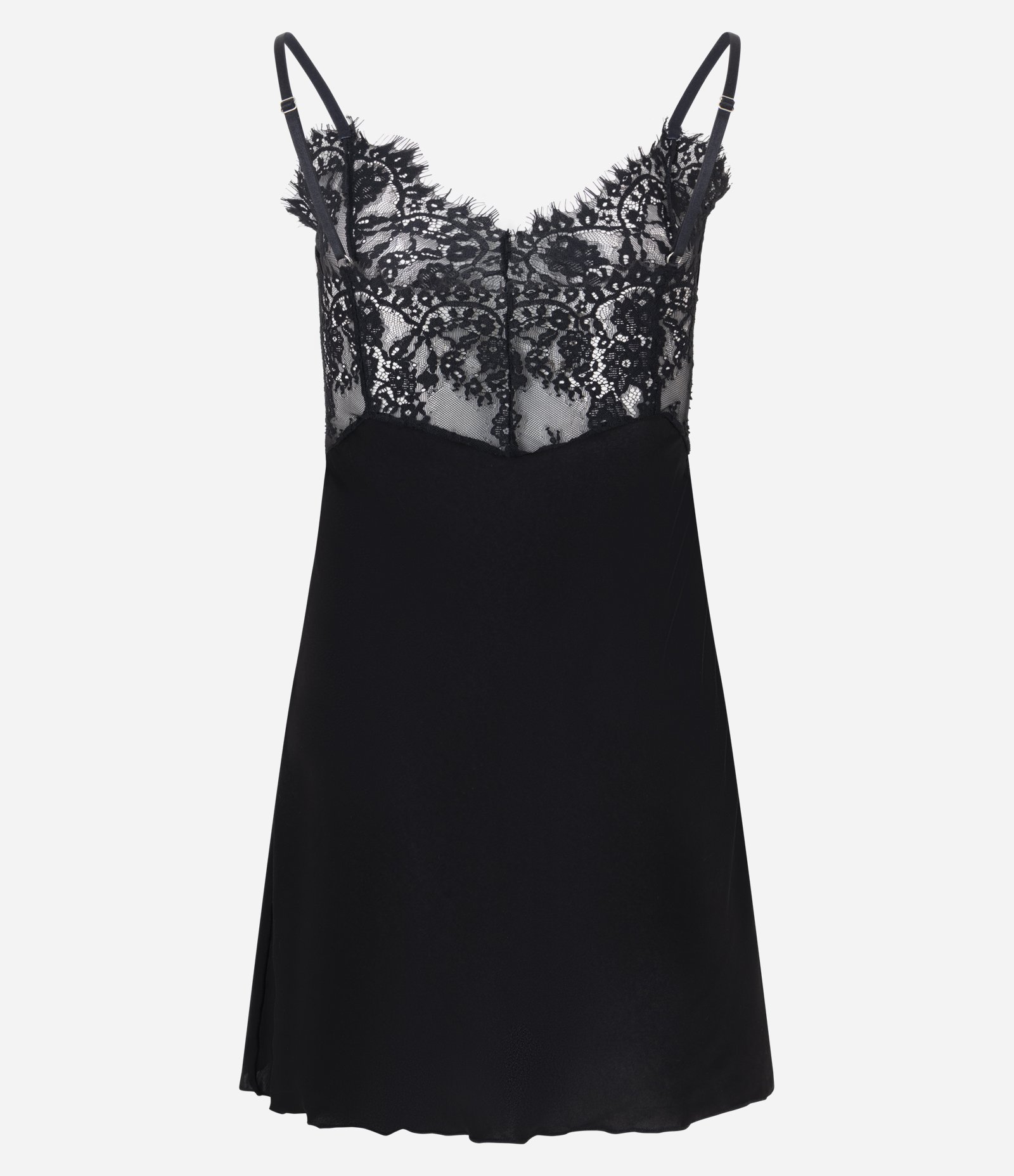Camisola sem Bojo em Malha com Detalhes em Renda Preto 6