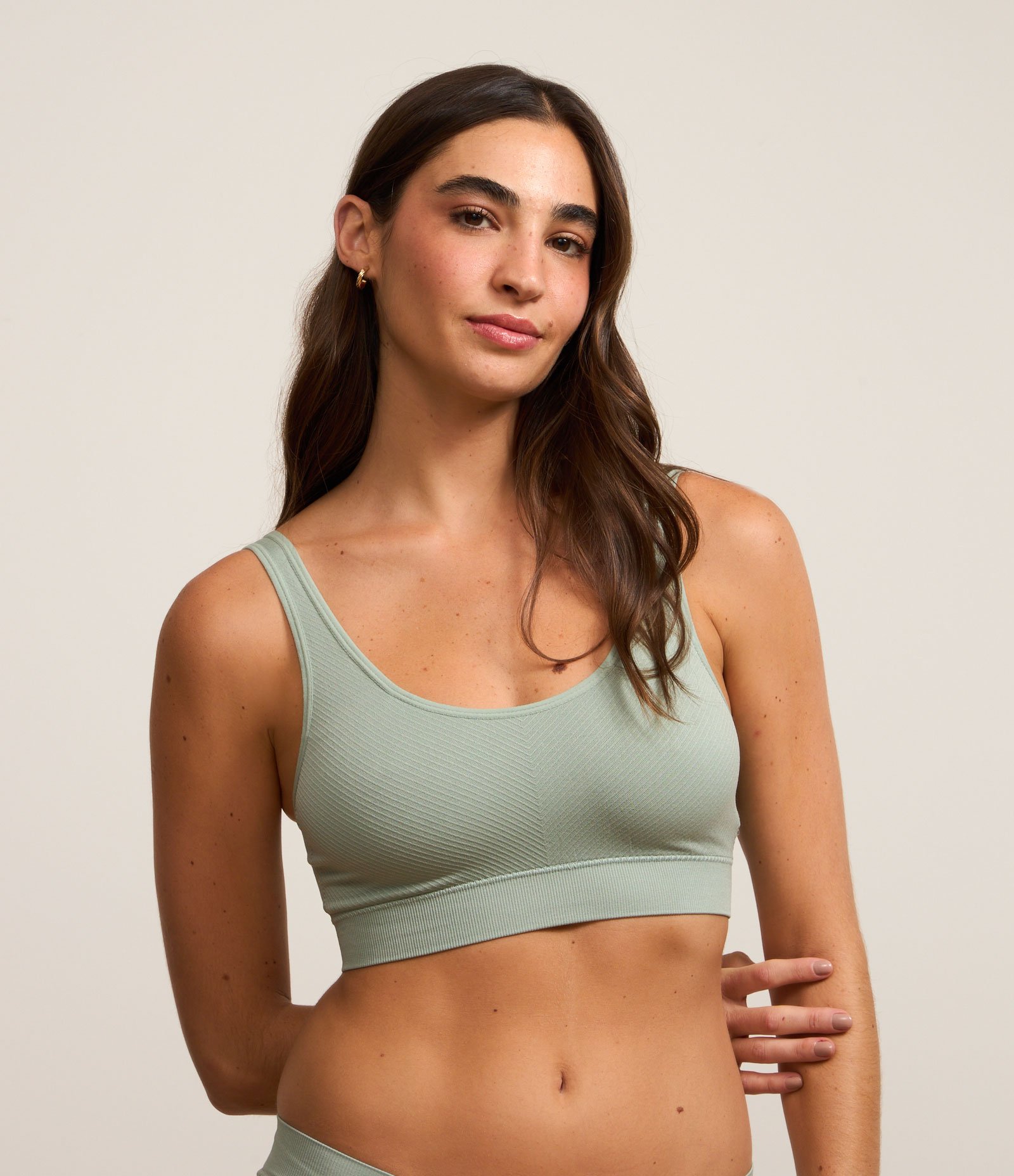 Sutiã Top em Poliamida Texturizada Seamless Verde 1