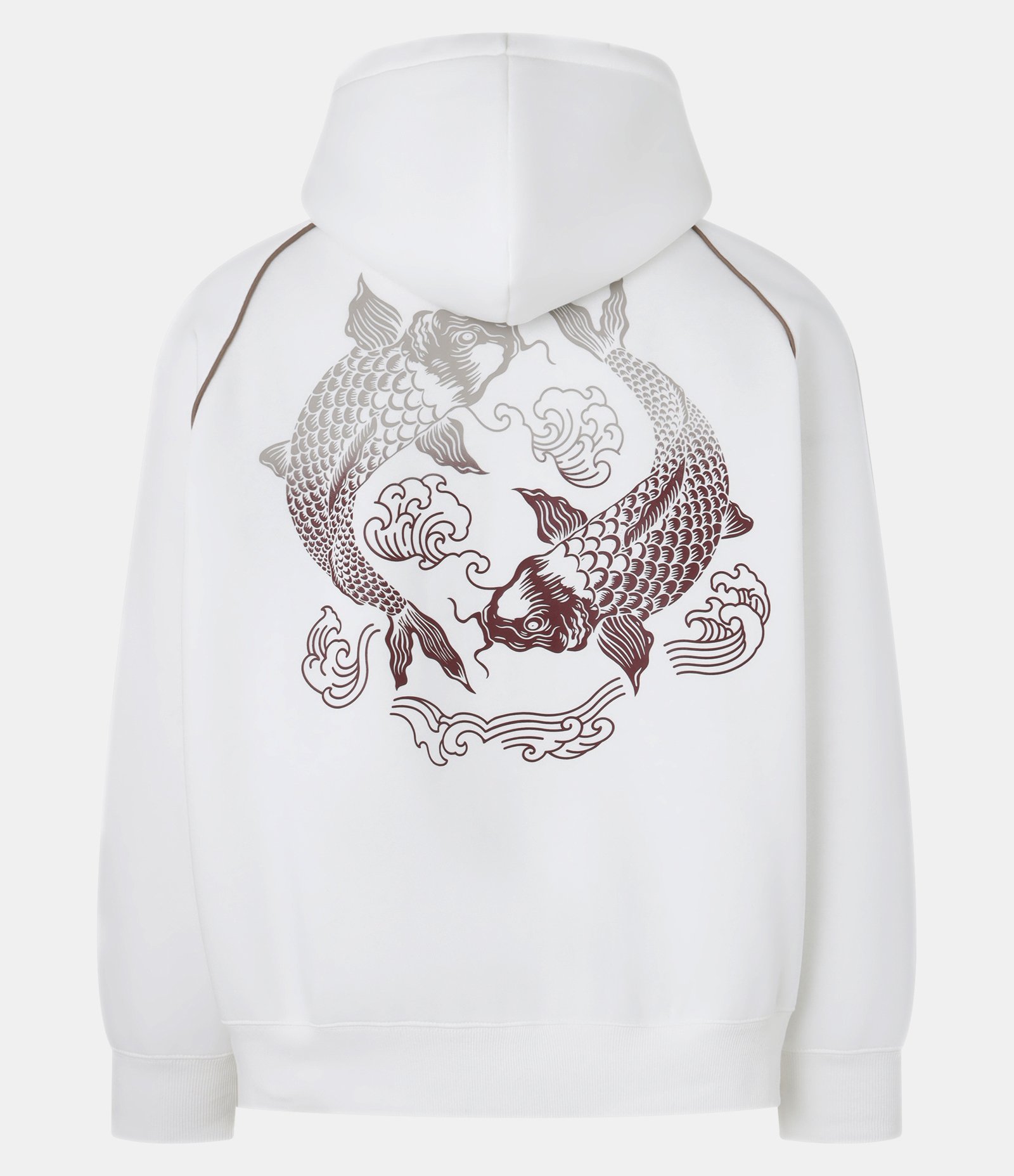 Casaco Boxy em Fleece com Felpa com Estampa Degradê de Peixes Orientais Branco 7