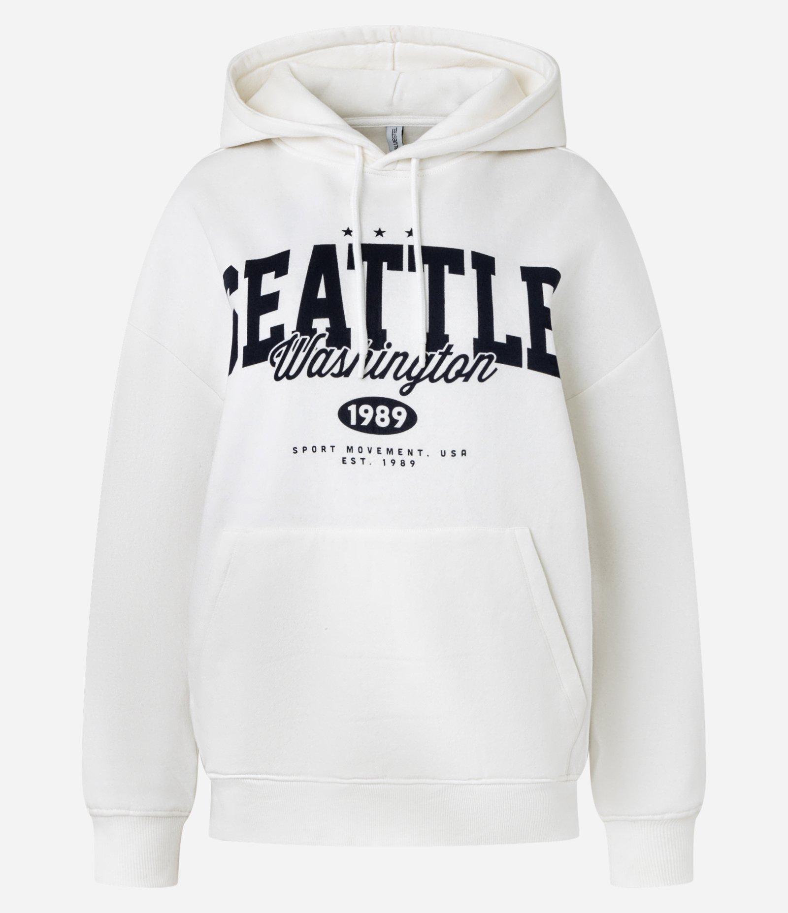 Casaco Fechado Overtop em Moletom com Estampa Lettering Seattle Branco 6