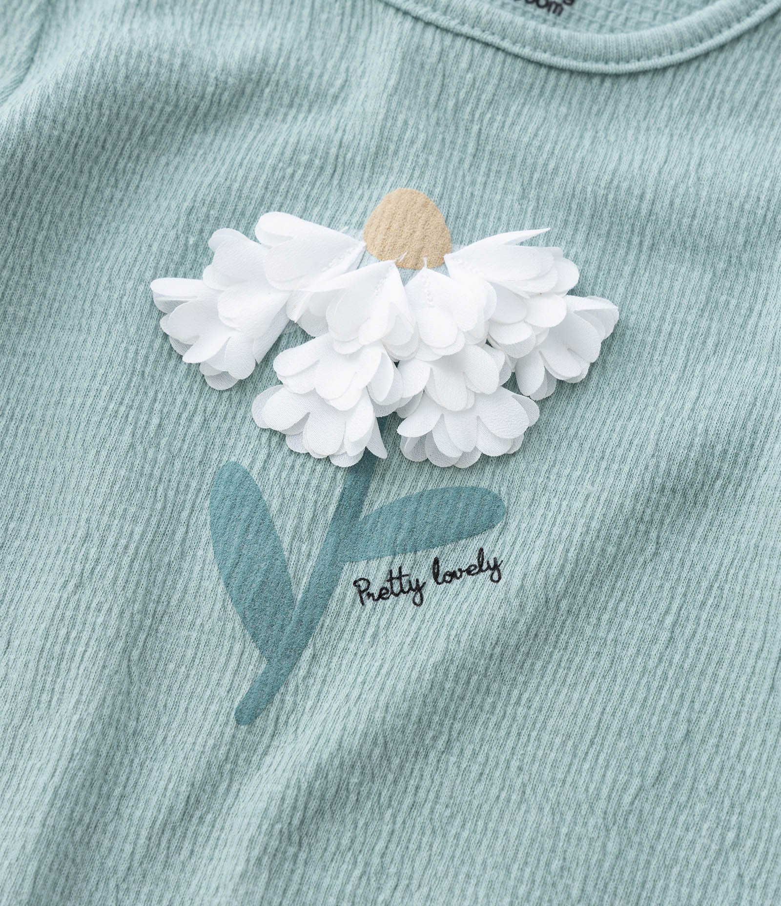 Body Infantil Texturizado com Bordado Flor - Tam 0 a 18 meses Verde 9