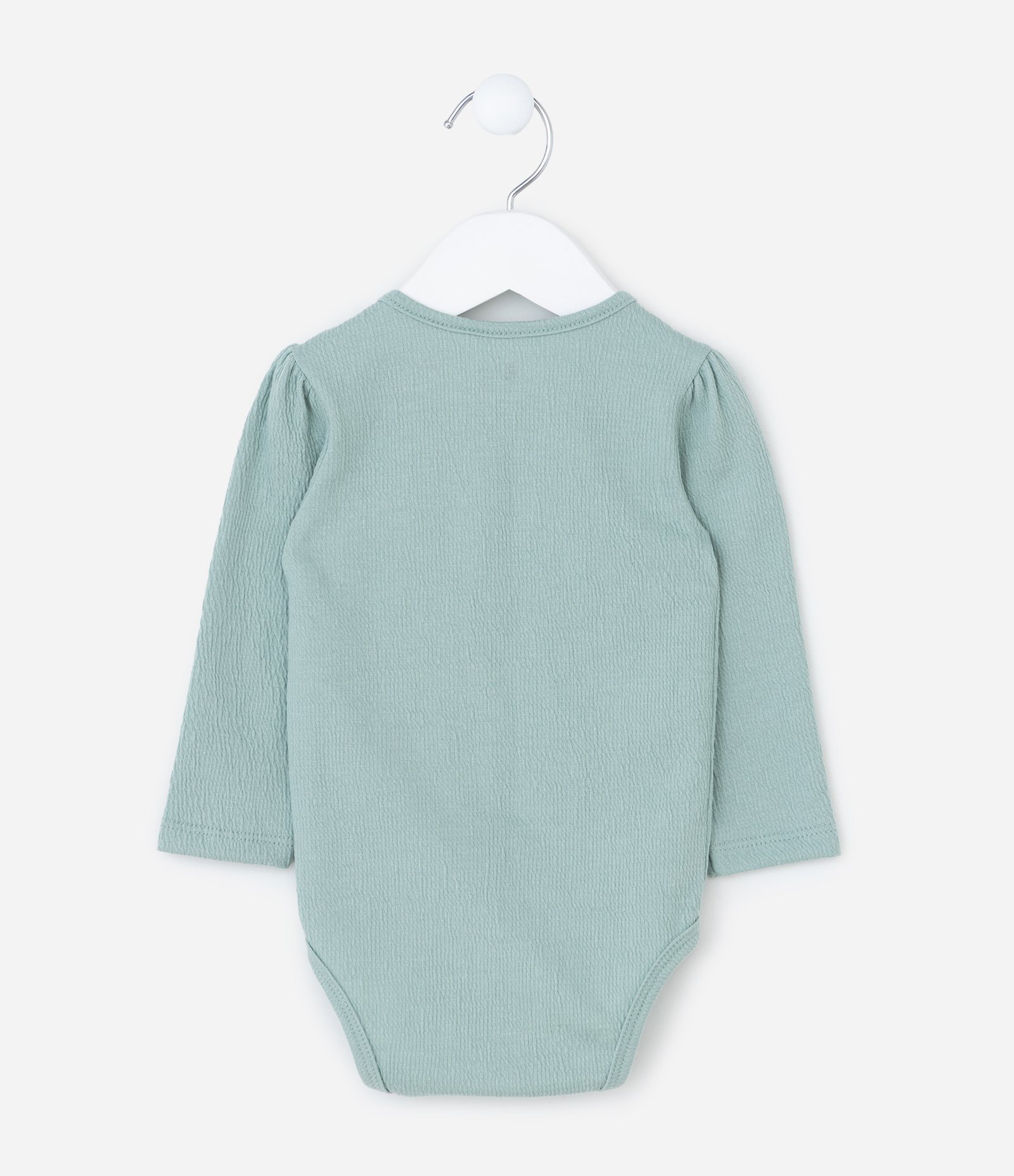 Body Infantil Texturizado com Bordado Flor - Tam 0 a 18 meses Verde 3
