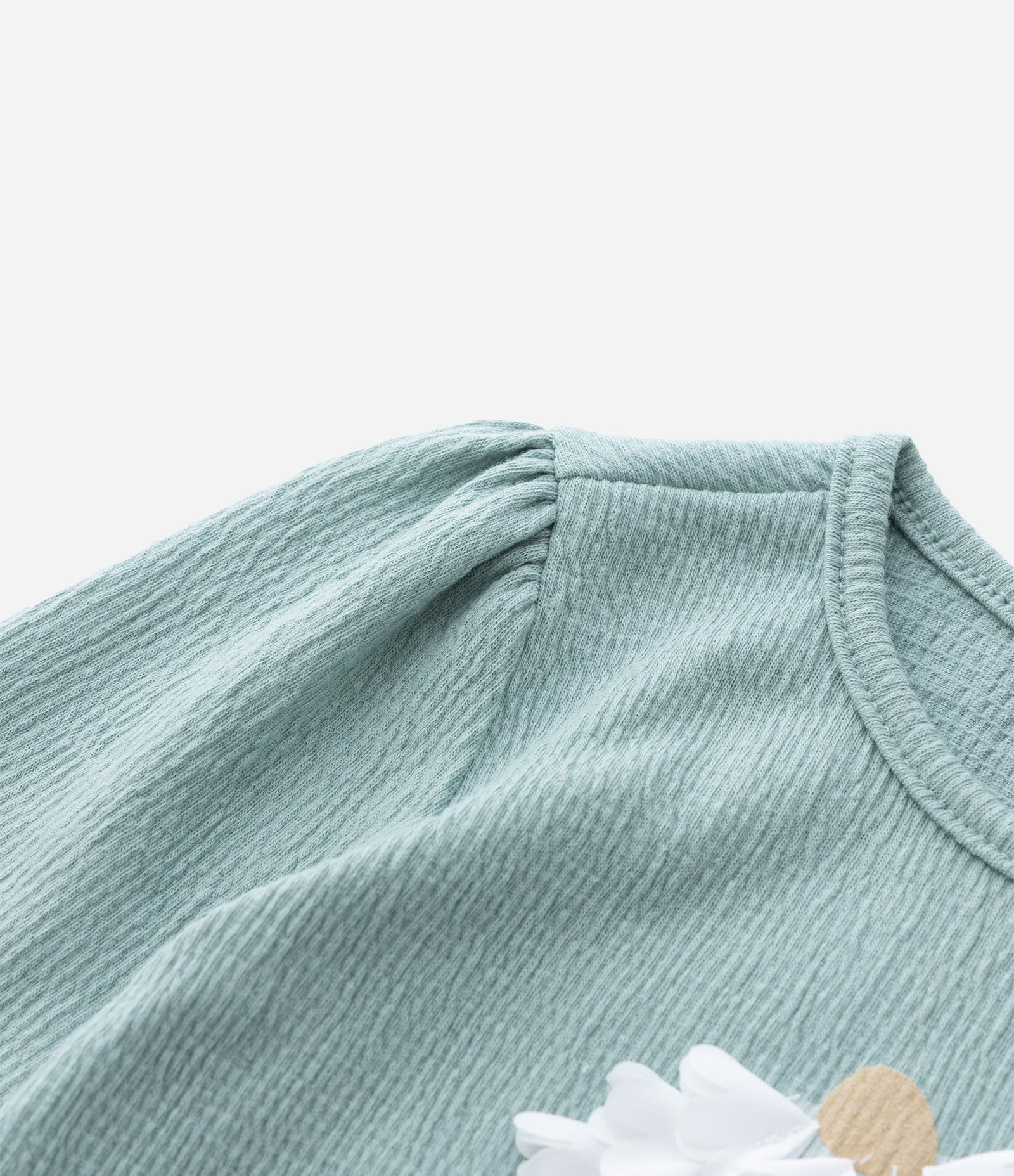 Body Infantil Texturizado com Bordado Flor - Tam 0 a 18 meses Verde 6