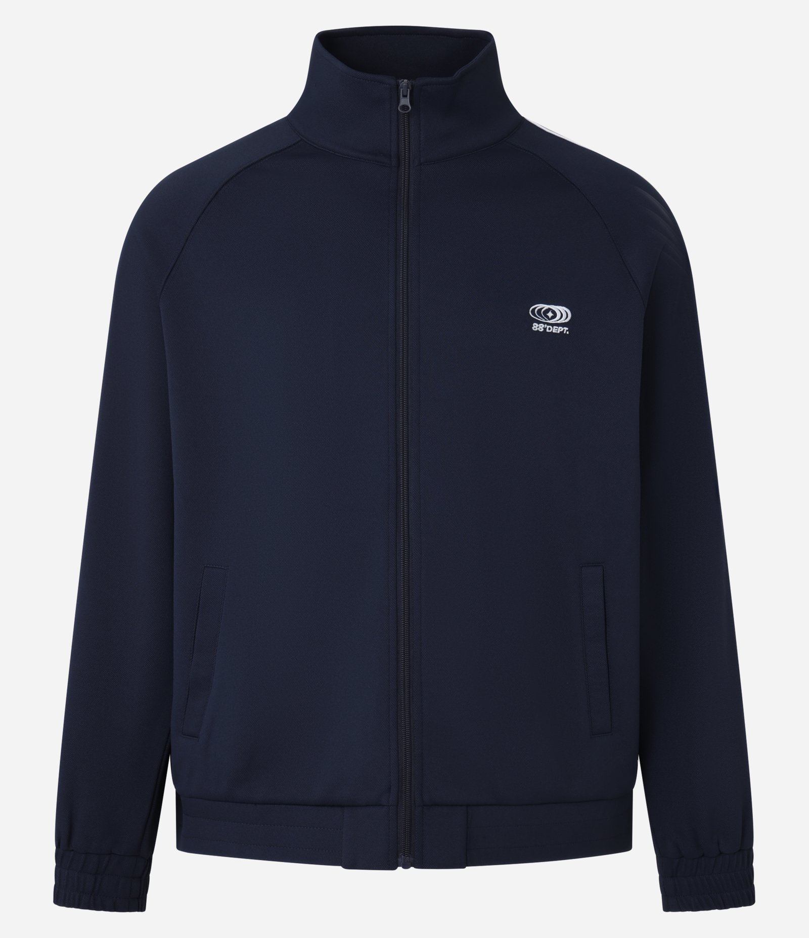 Casaco em Helanca com Bordado Localizado e Listras Contrastantes Azul 9