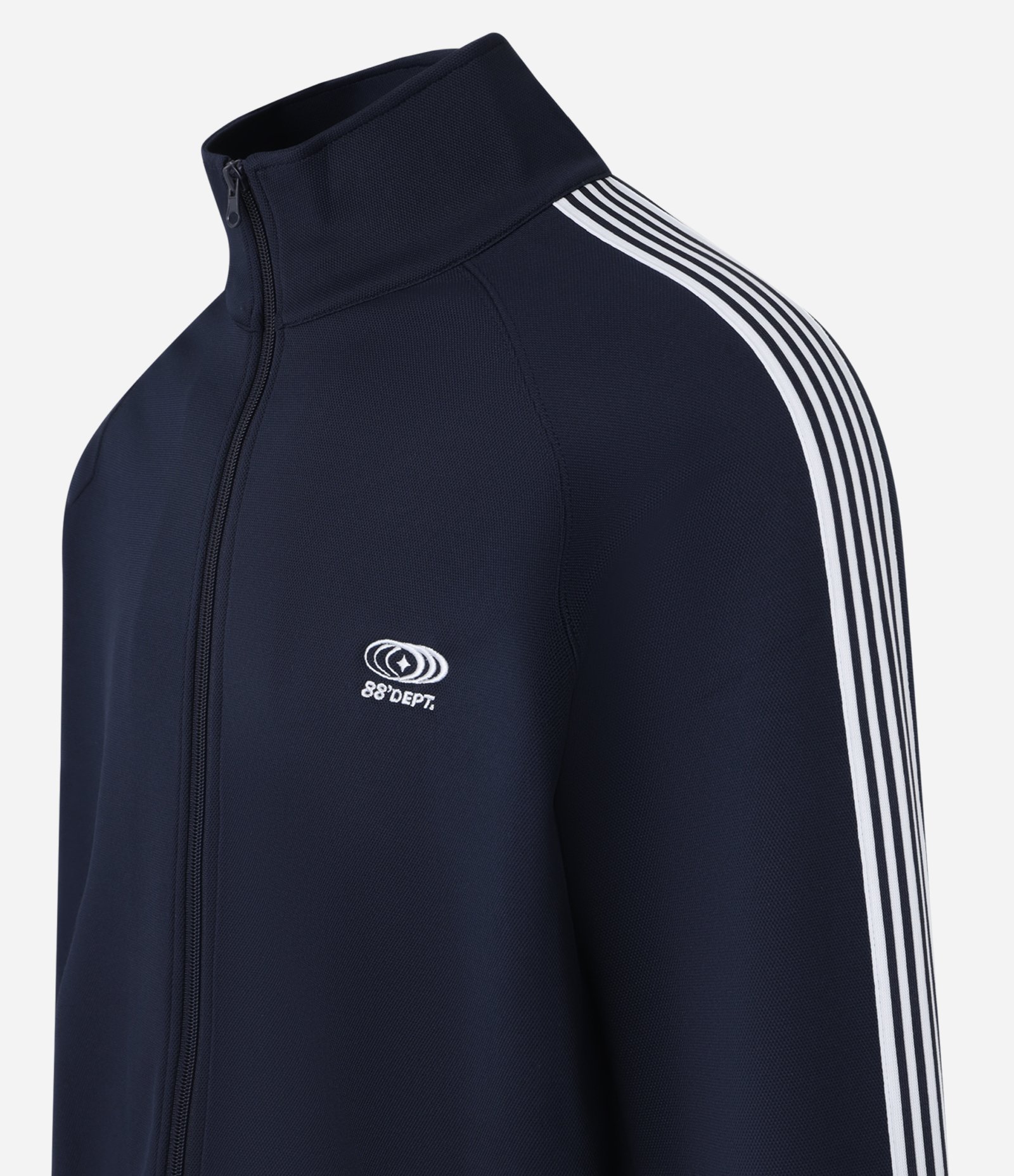 Casaco em Helanca com Bordado Localizado e Listras Contrastantes Azul 10