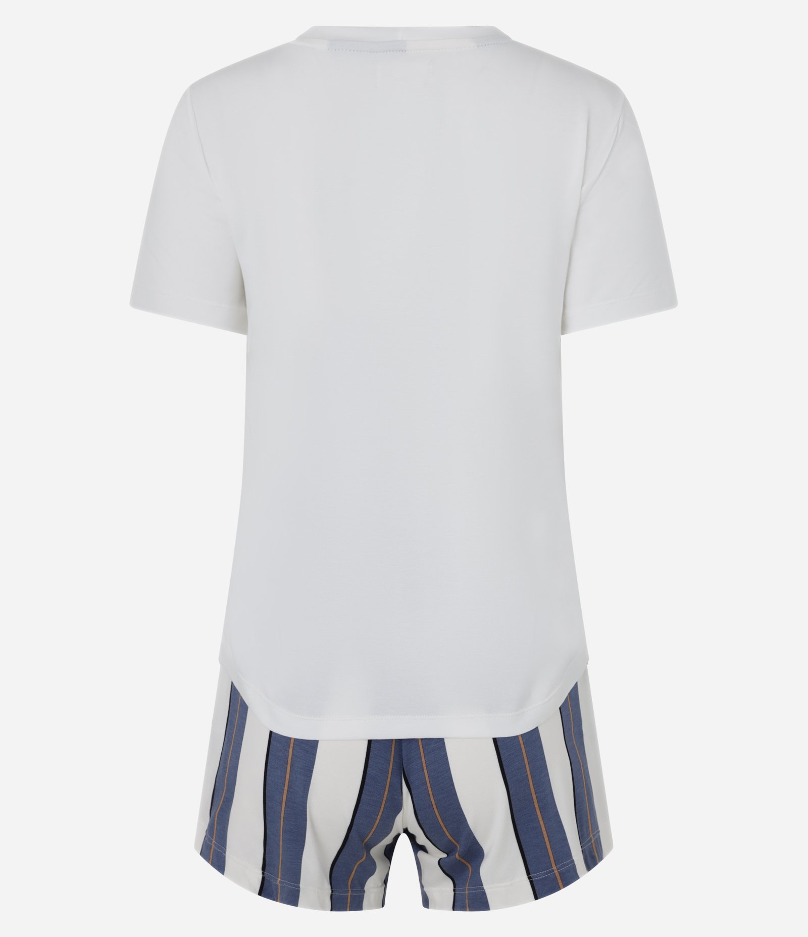Pijama Short Doll em Viscose com Estampa Visualize e Short Listrado Branco/Azul 6