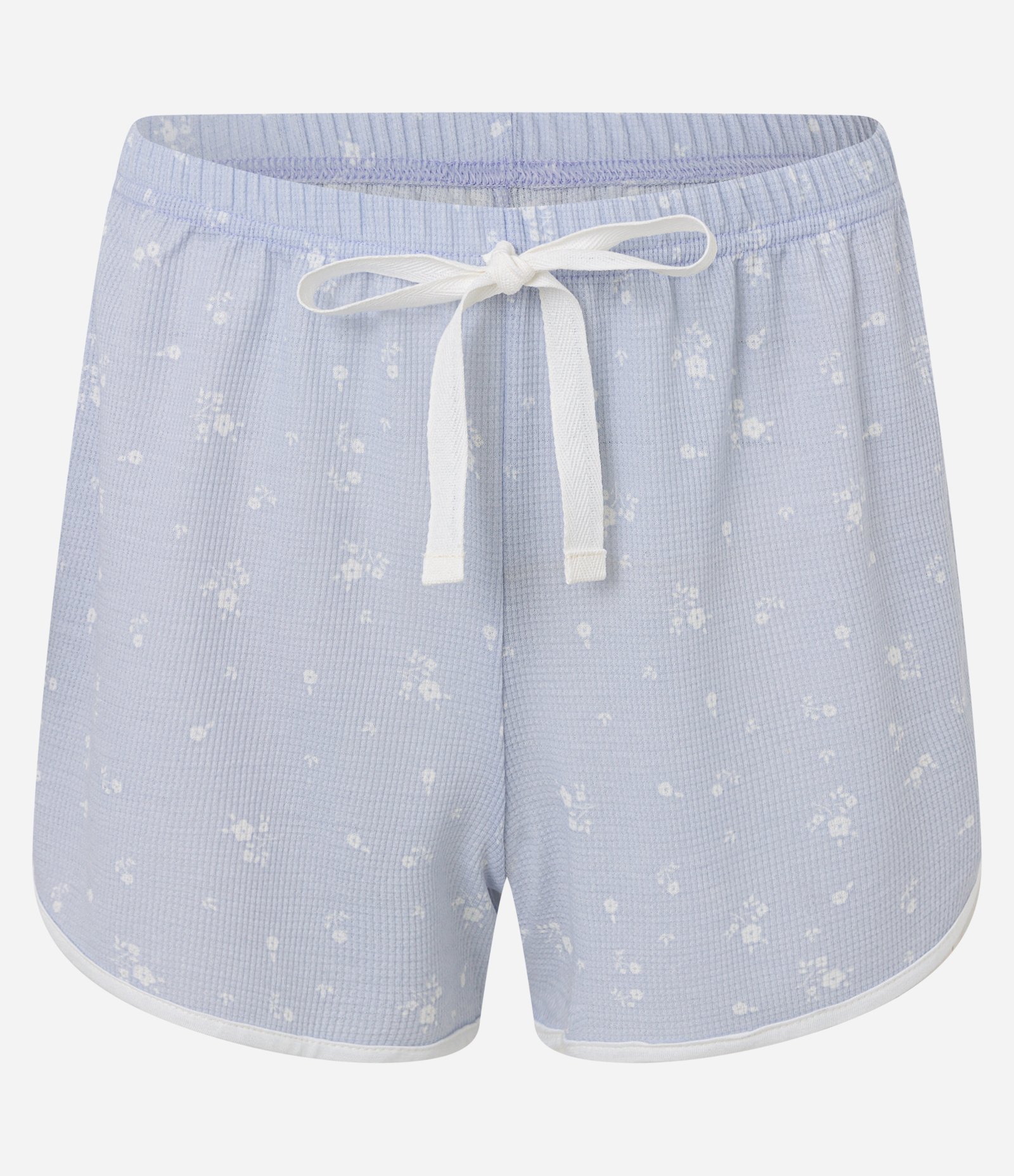Pijama Americano Short Doll Texturizado e Estampado de Florzinhas Azul 7