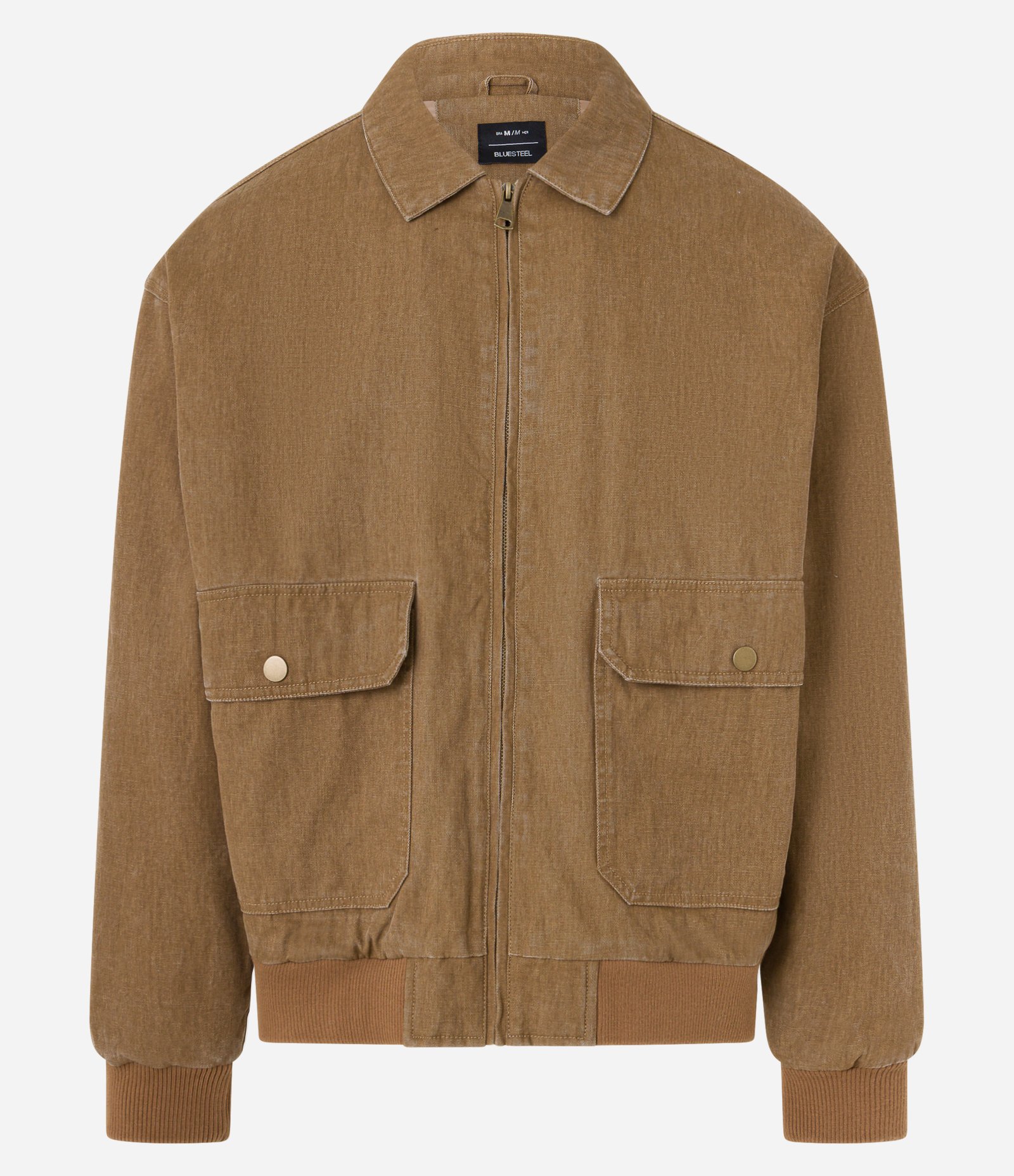 Jaqueta Bomber em Sarja com Bolsos Cargo Marrom 7