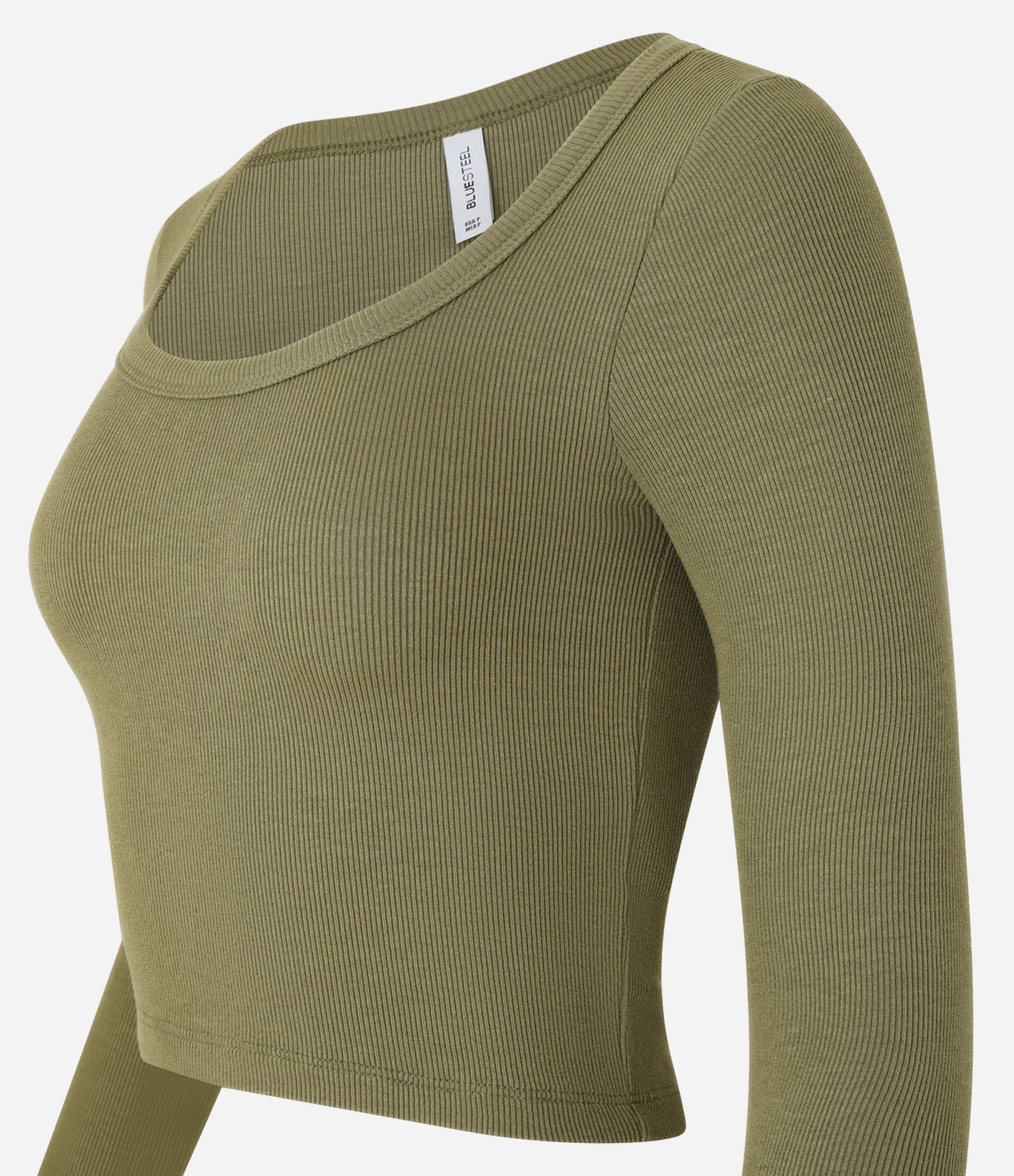 Blusa Canelada em Ribana com Decote Profundo Verde 5