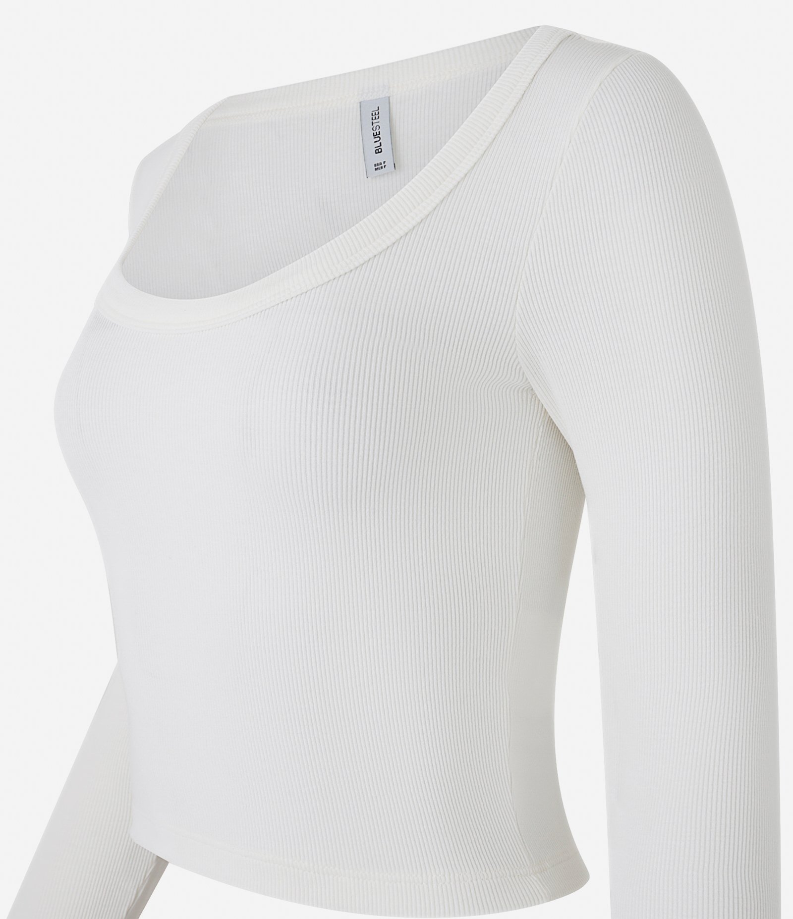 Blusa Canelada em Ribana com Decote Profundo Branco 4