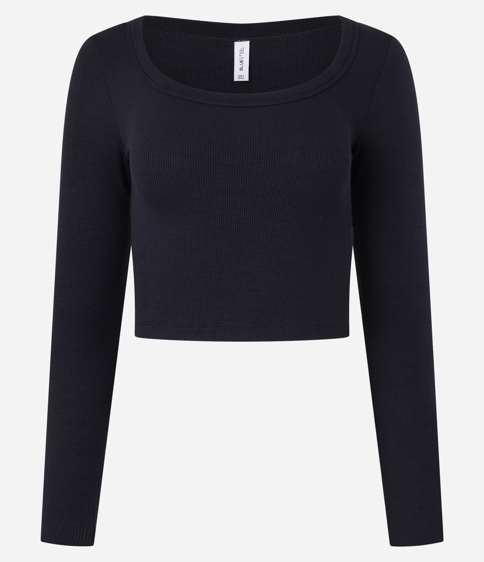 Blusa Canelada em Ribana com Decote Profundo Preto 7