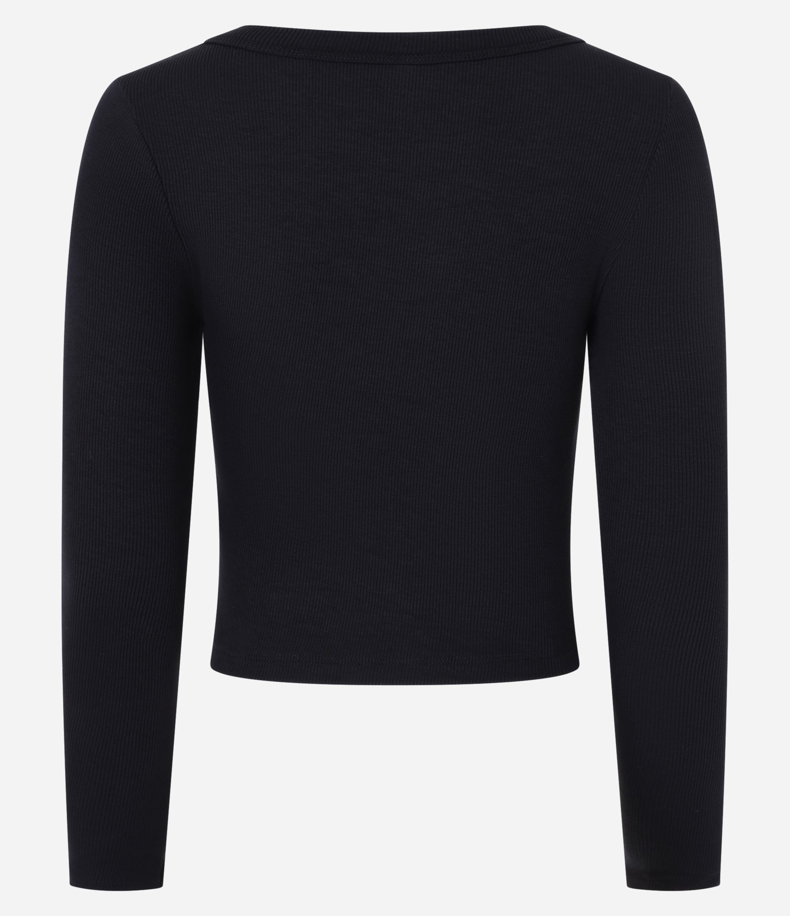 Blusa Canelada em Ribana com Decote Profundo Preto 9