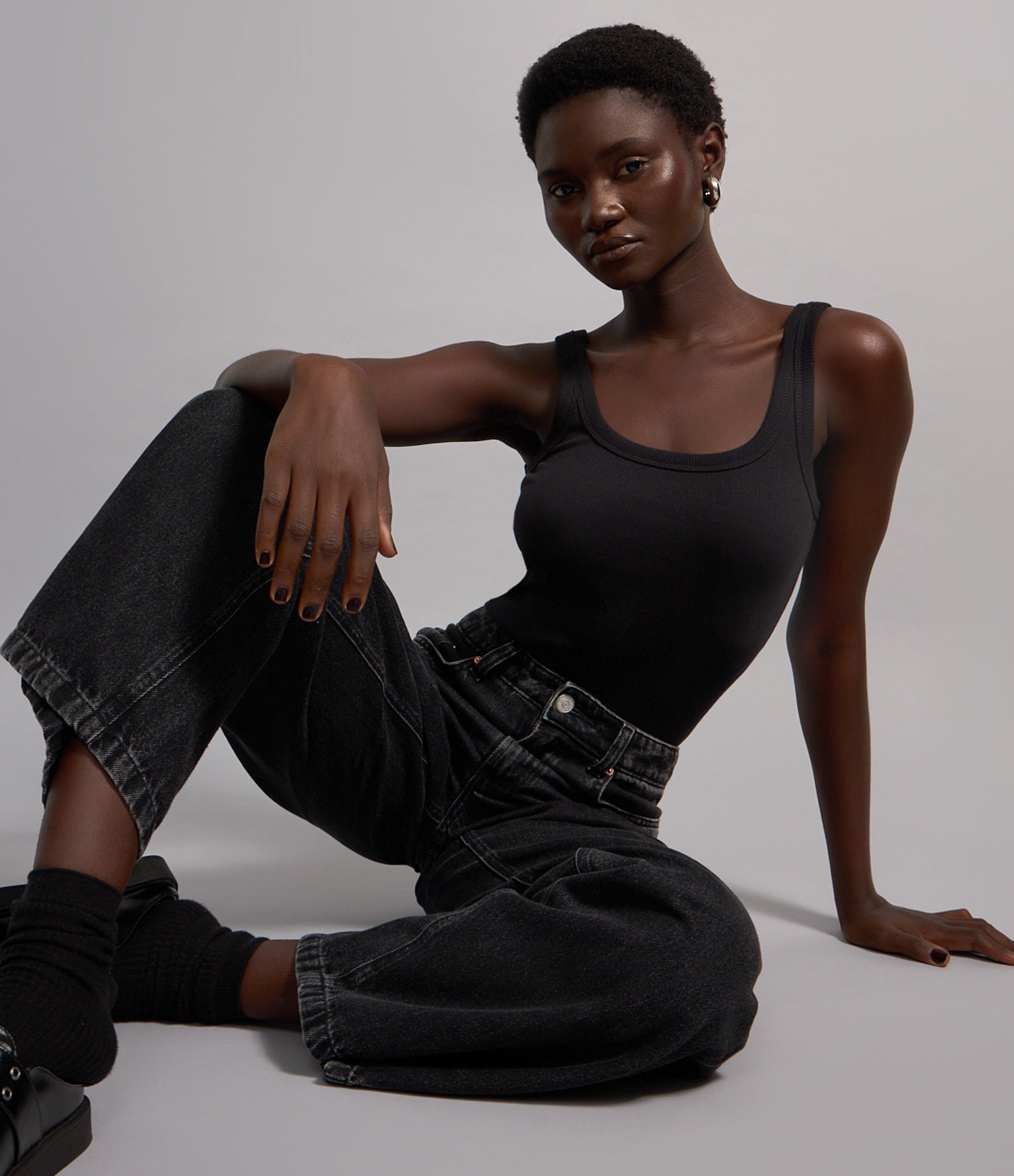 Body em Ribana Sem Manga com Viés Transpassado Preto 4