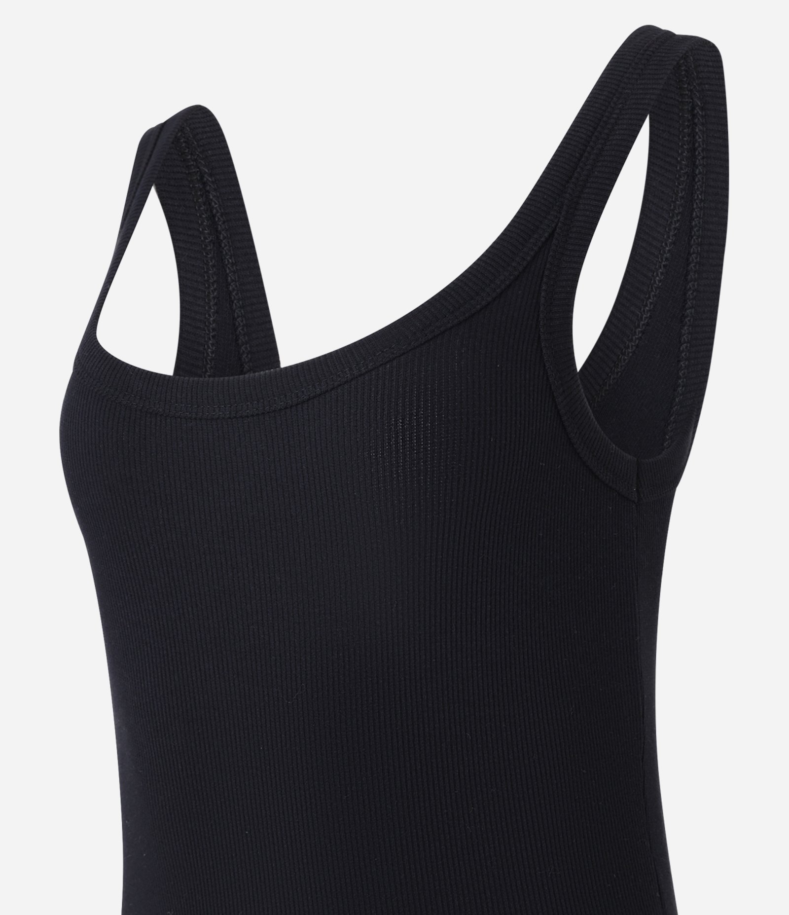 Body em Ribana Sem Manga com Viés Transpassado Preto 6