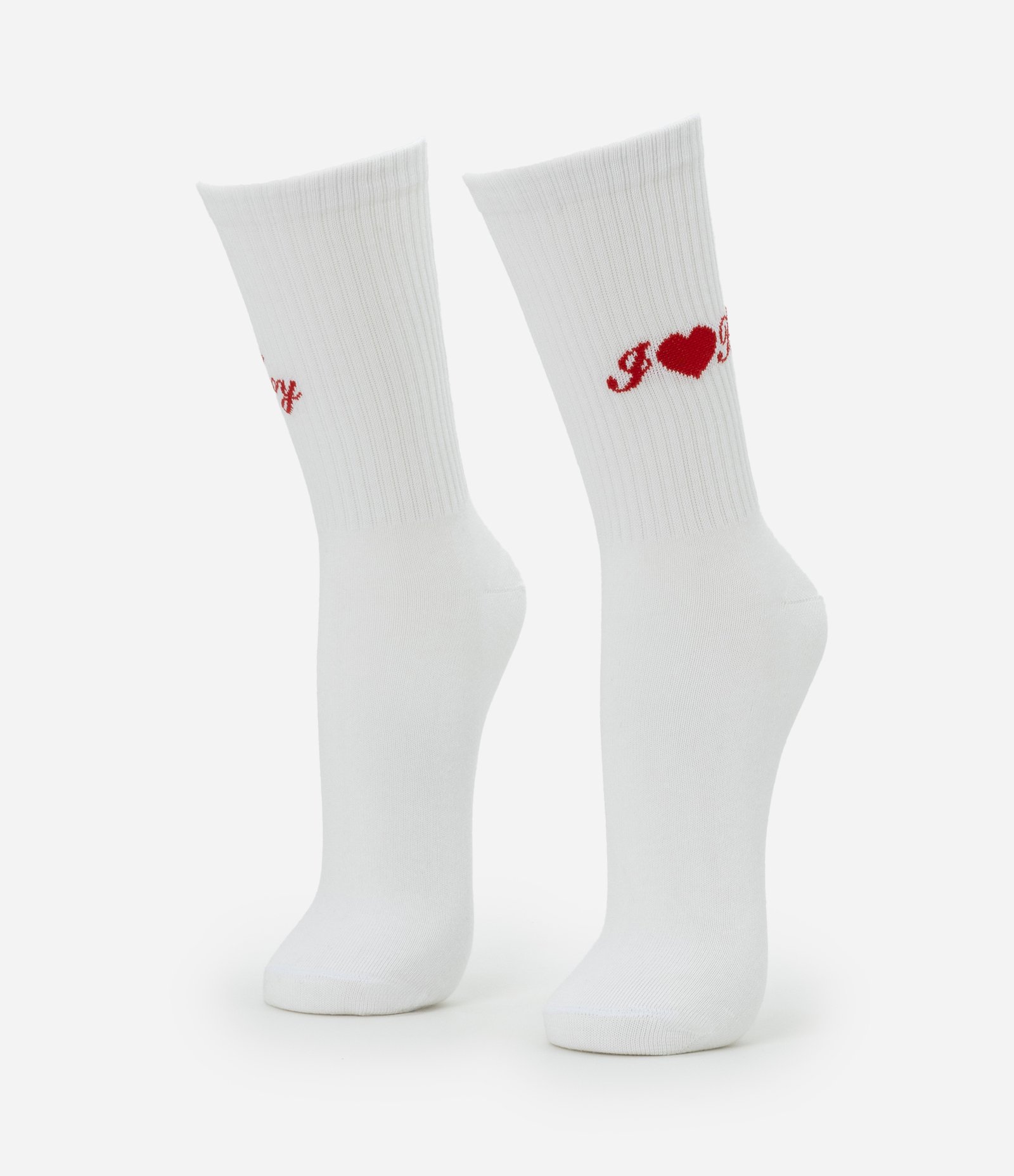 Meia Cano Alto em Algodão com Estampa Bordada I Love Troy Branco 1
