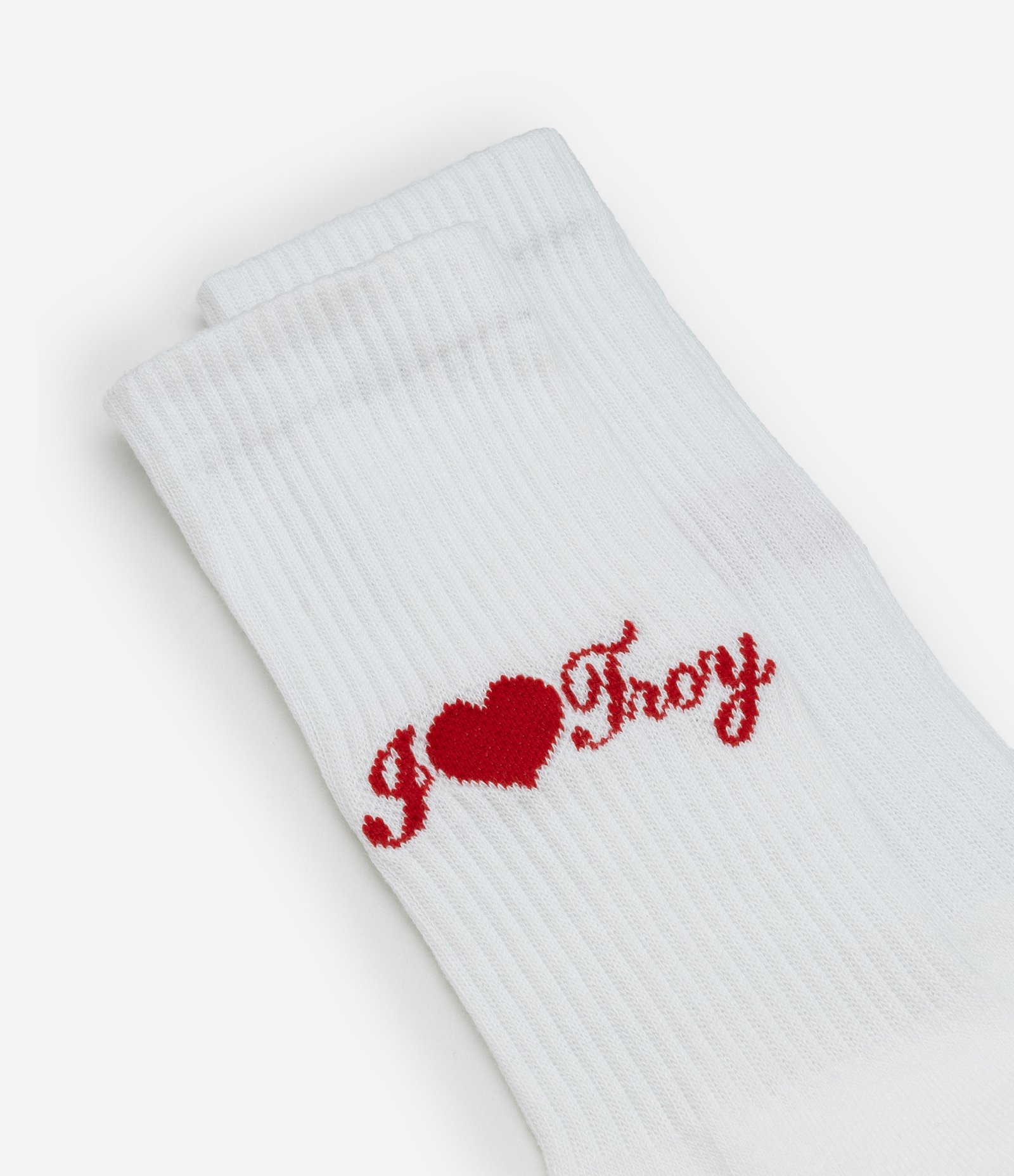Meia Cano Alto em Algodão com Estampa Bordada I Love Troy Branco 4