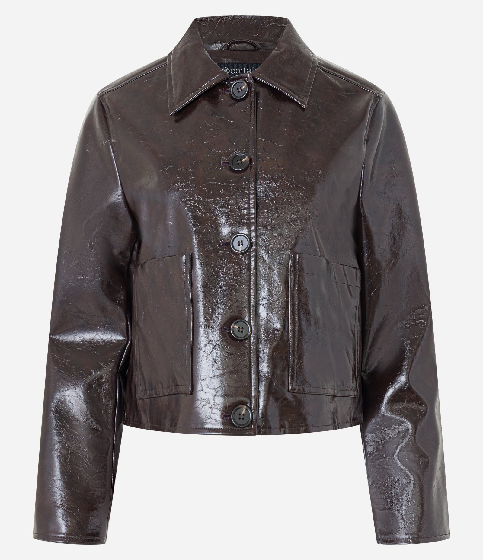 Jaqueta em PU com Textura e Efeito Vinil Marrom 7