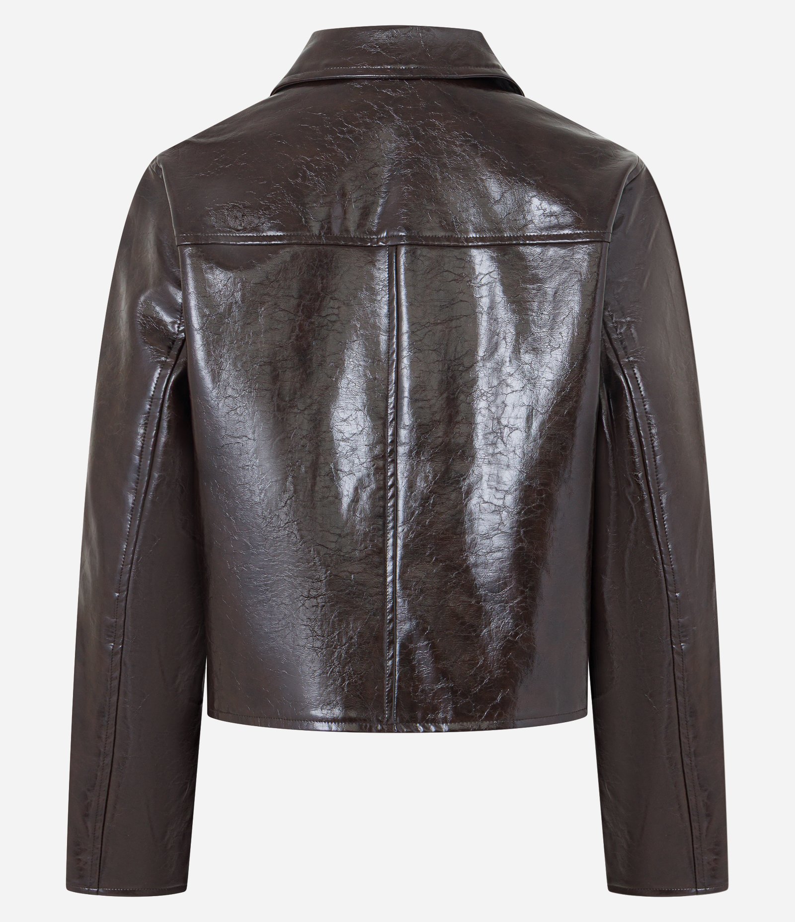 Jaqueta em PU com Textura e Efeito Vinil Marrom 8