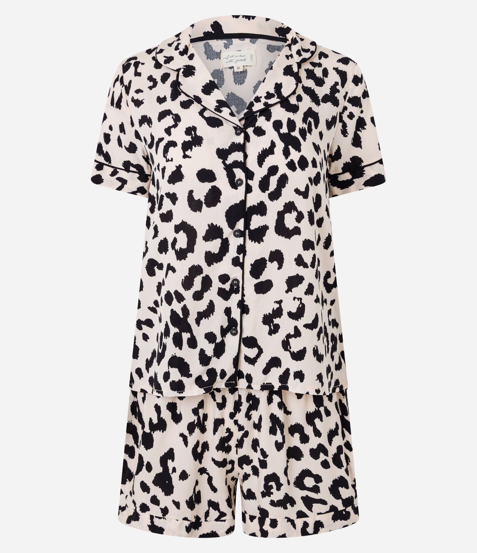 Pijama Americano Curto com Estampa Animal Print Onça Off White 5