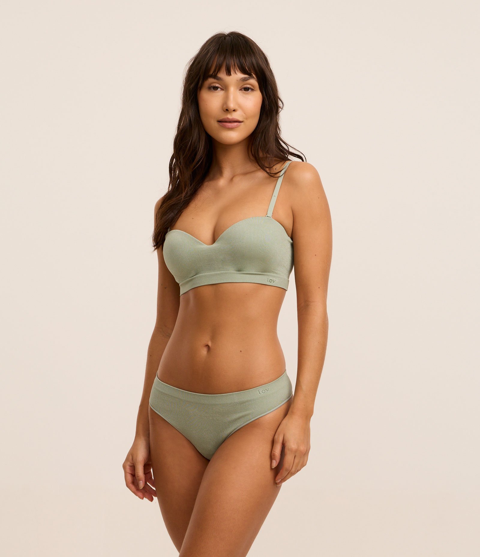 Sutiã Tomara que Caia com Bojo em Poliamida Texturizada Seamless Verde 2