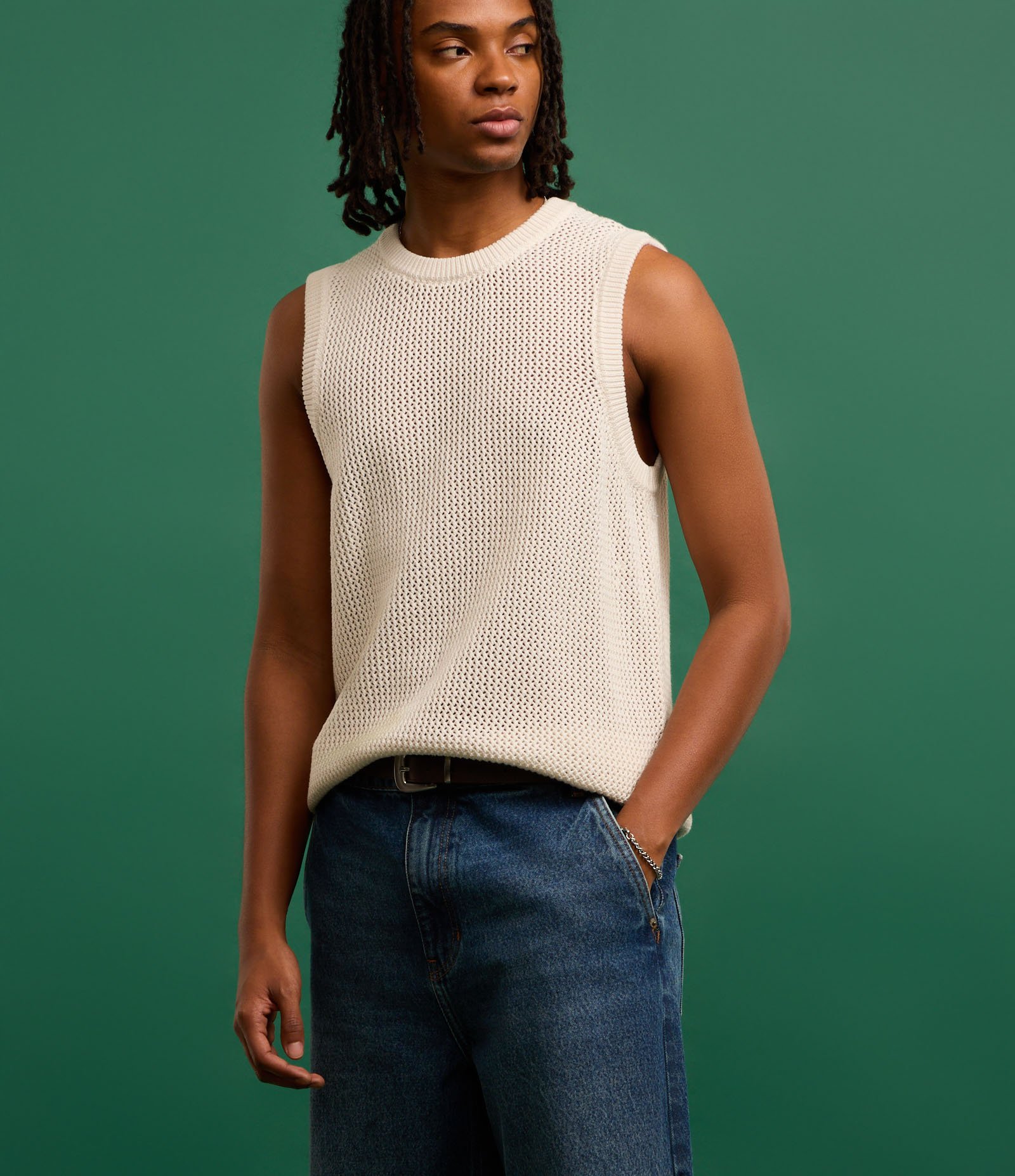 Regata Regular em Tricô com Viés em Ribana Bege 4