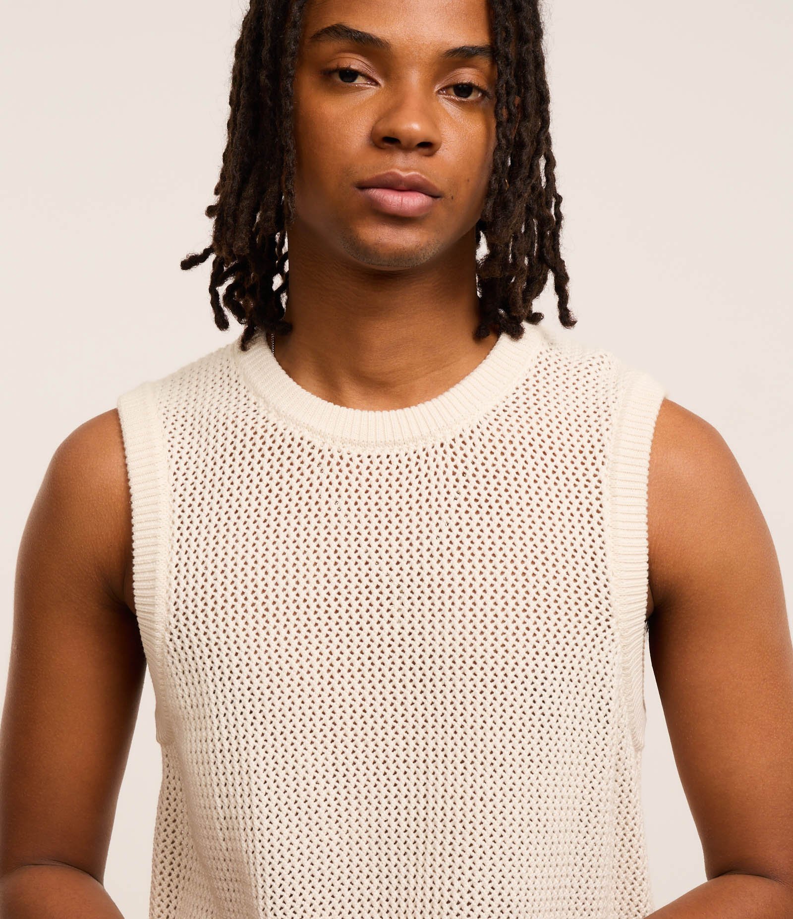 Regata Regular em Tricô com Viés em Ribana Bege 5