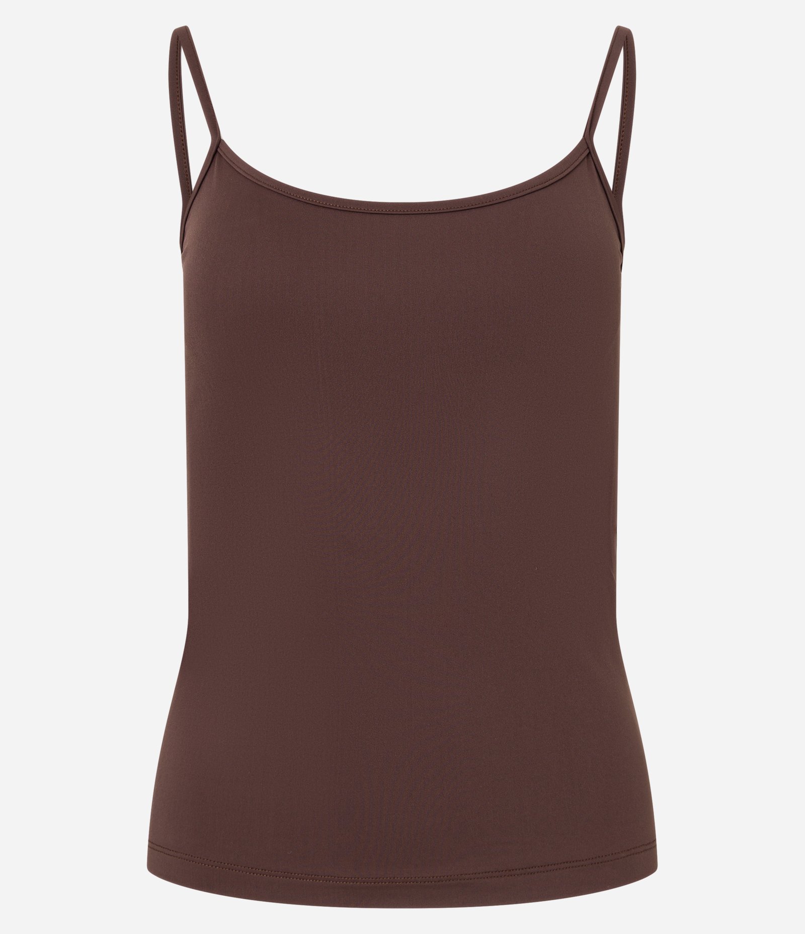 Blusa Básica em Poliamida com Alças Finas Marrom 7