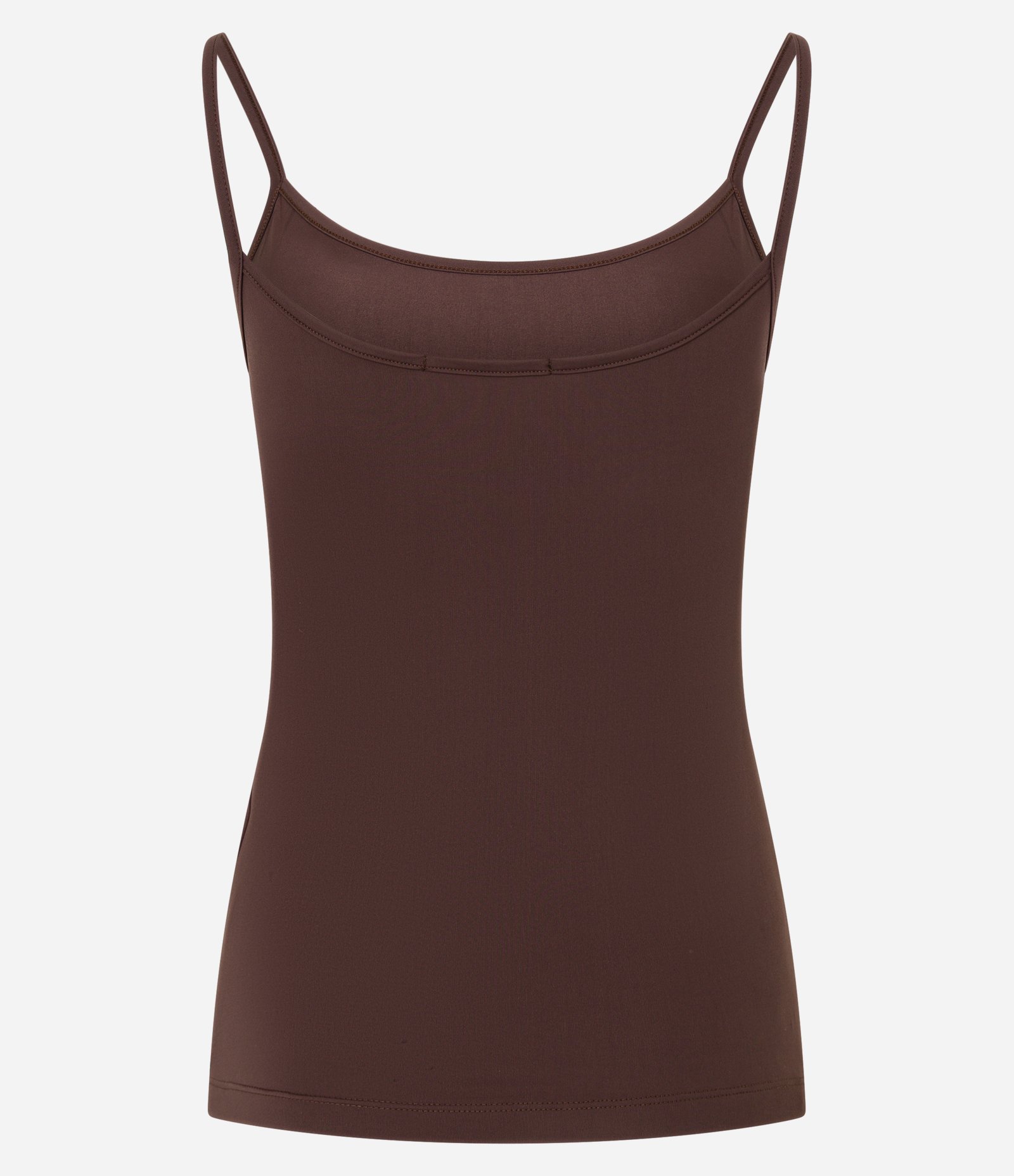 Blusa Básica em Poliamida com Alças Finas Marrom 8
