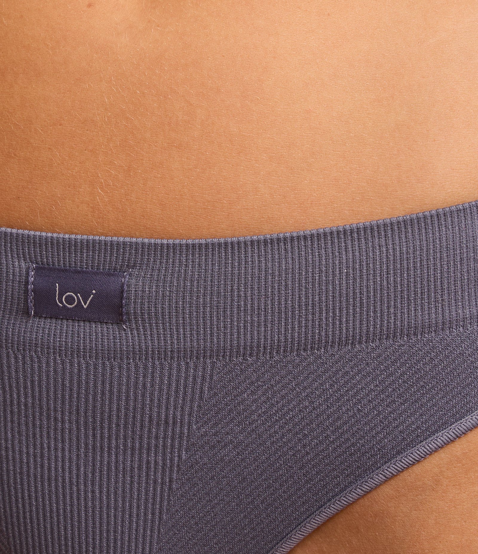 Kit 02 Calcinhas Biquíni Fio Comfy Seamless Texturizada com Etiqueta LOV Cinza/Bege 6