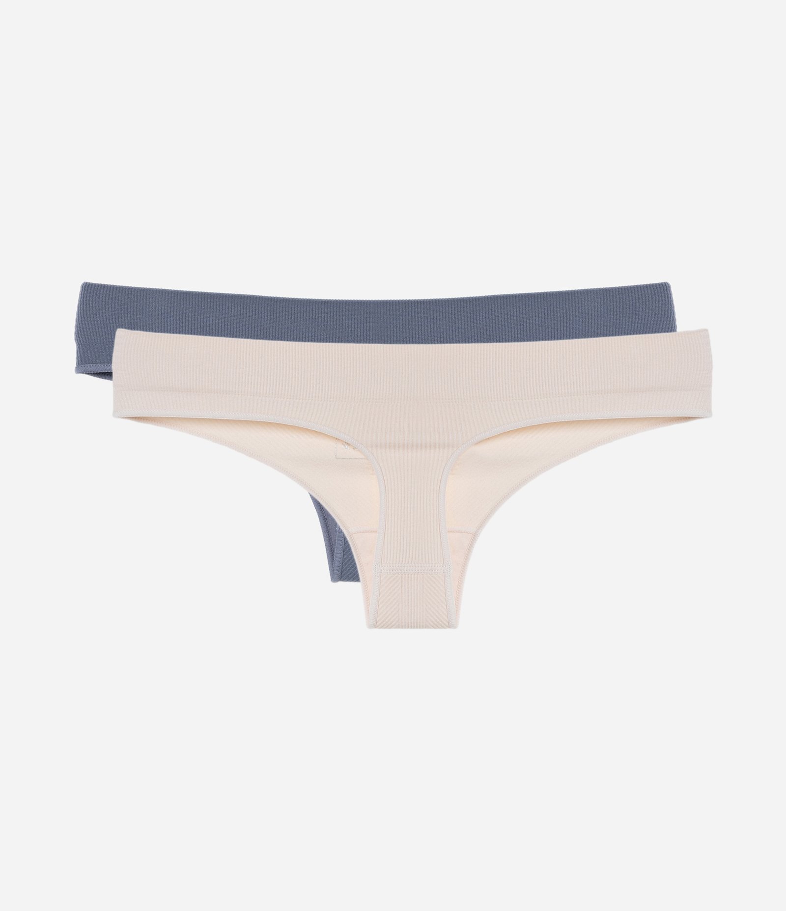 Kit 02 Calcinhas Biquíni Fio Comfy Seamless Texturizada com Etiqueta LOV Cinza/Bege 2