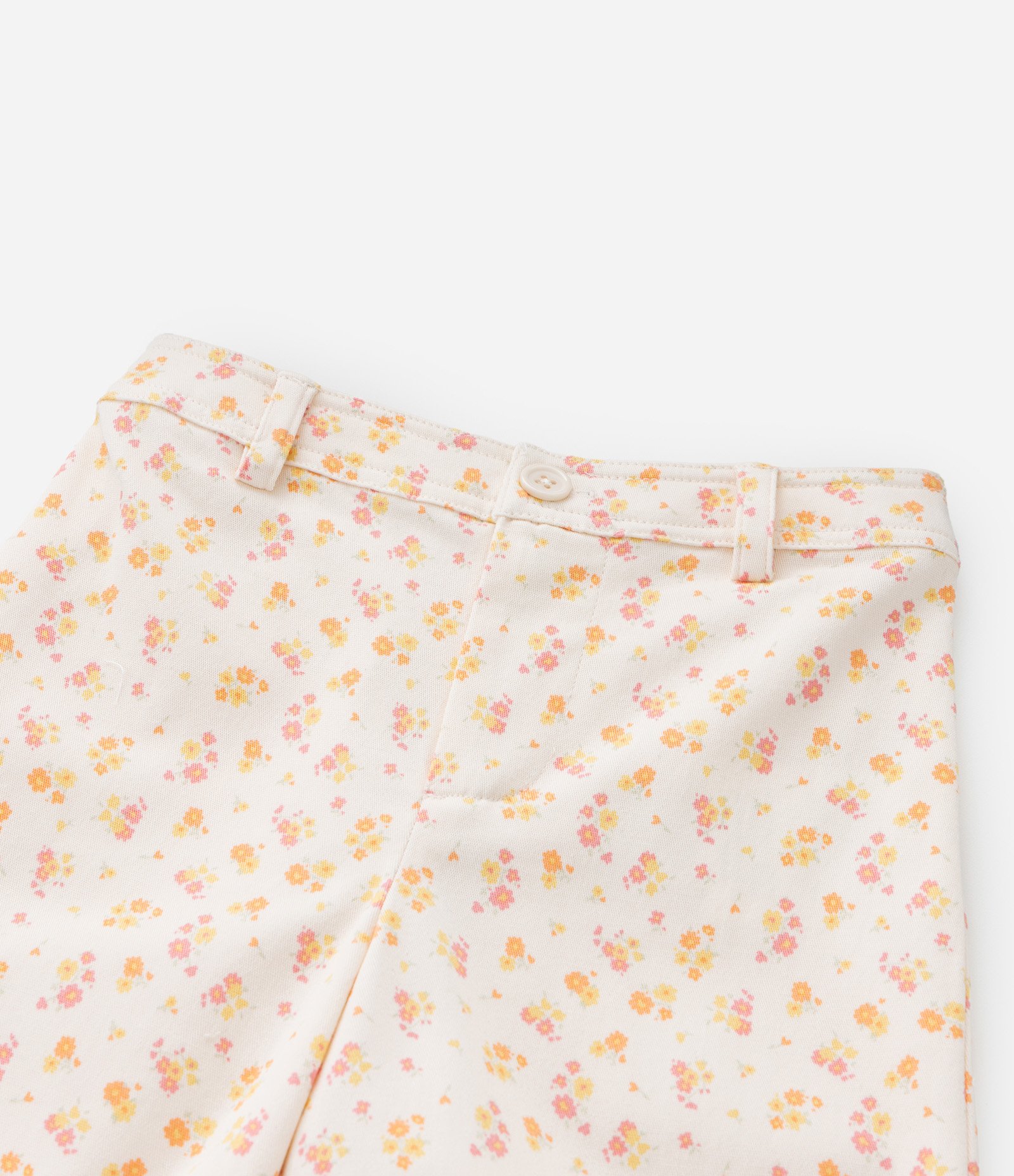 Calça Wide Leg Infantil com Estampa Floral - Tam 1 a 6 Anos Bege 6