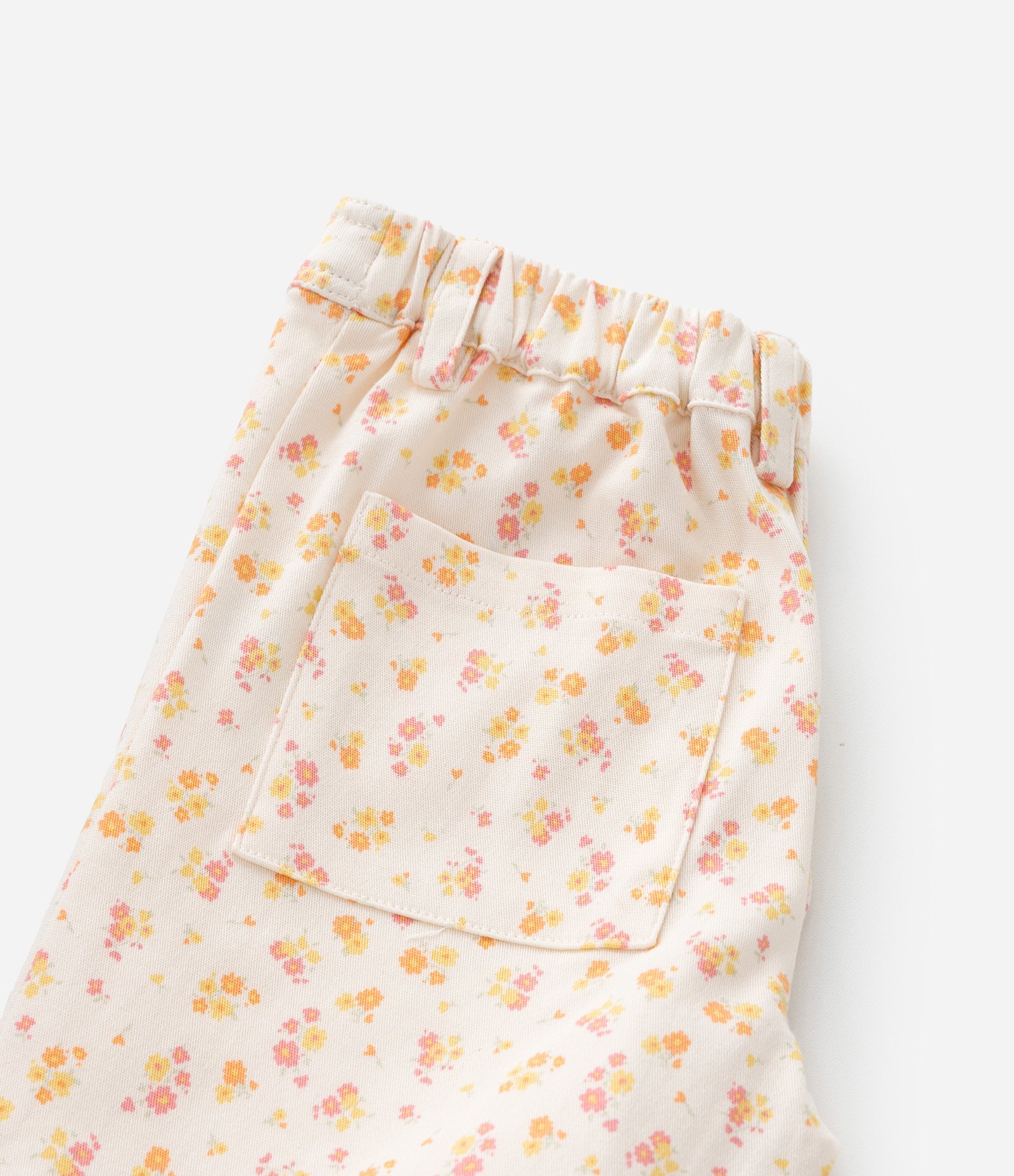 Calça Wide Leg Infantil com Estampa Floral - Tam 1 a 6 Anos Bege 7