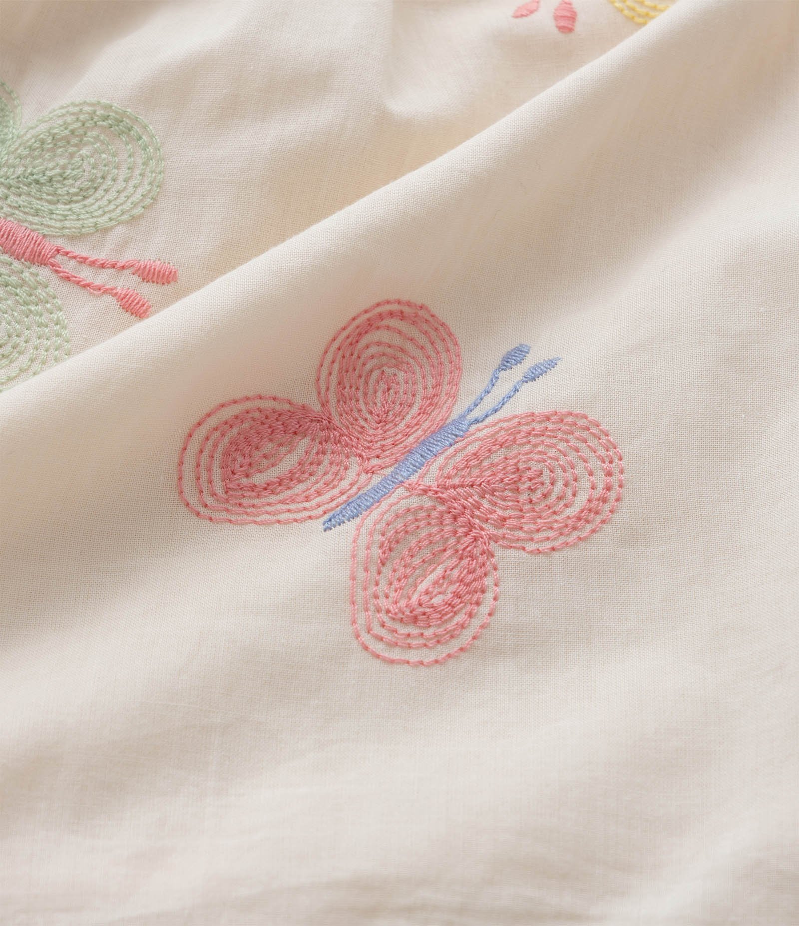 Conjunto Infantil em Tricoline com Bordado Borboletas - Tam 1 a 6 Anos Bege 8