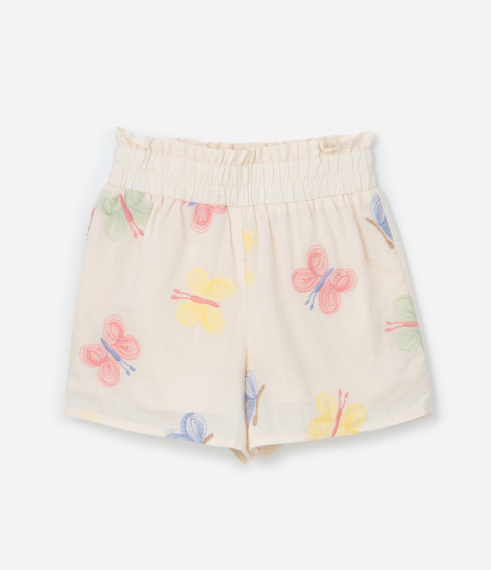 Conjunto Infantil em Tricoline com Bordado Borboletas - Tam 1 a 6 Anos Bege 4