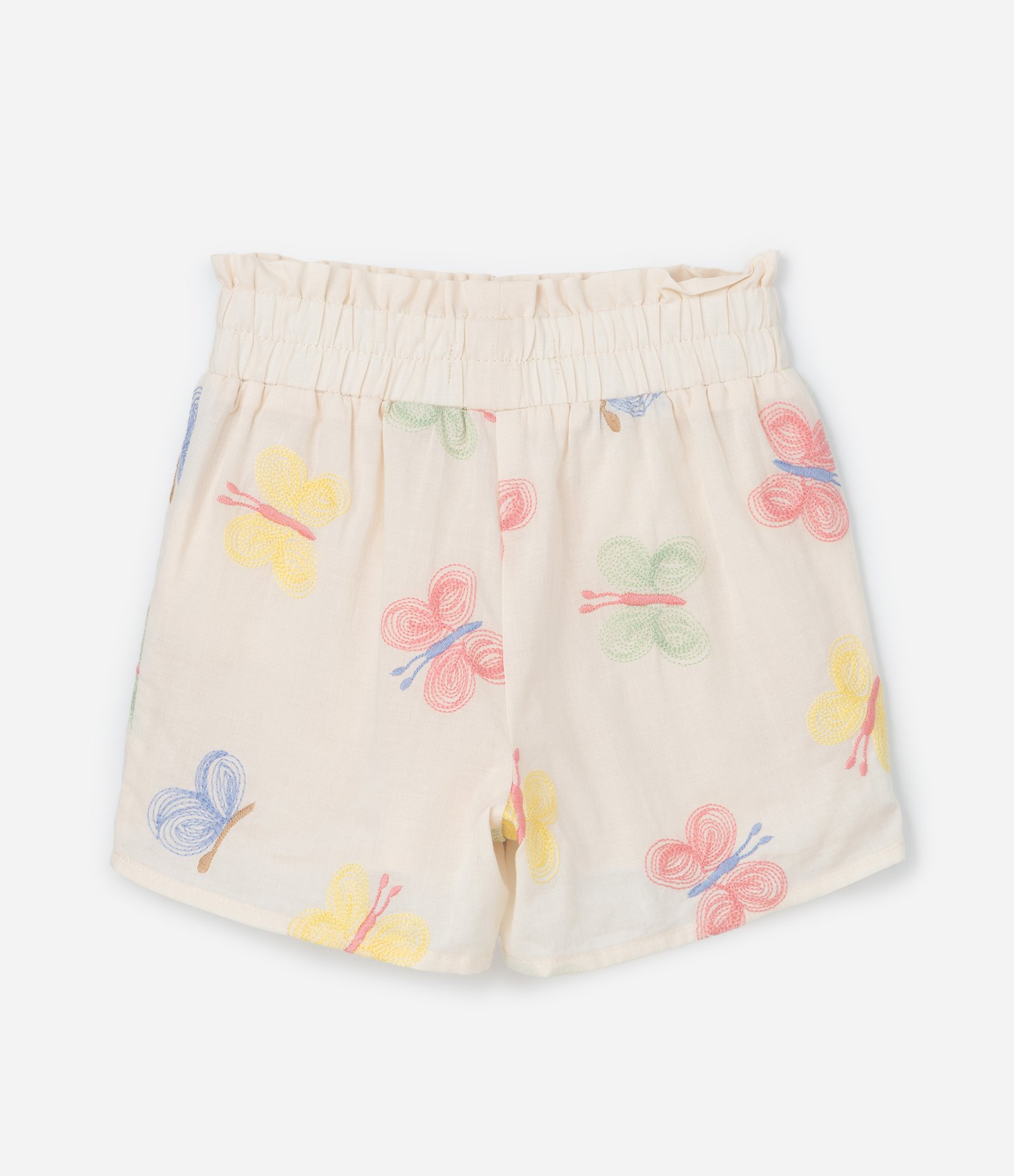 Conjunto Infantil em Tricoline com Bordado Borboletas - Tam 1 a 6 Anos Bege 5