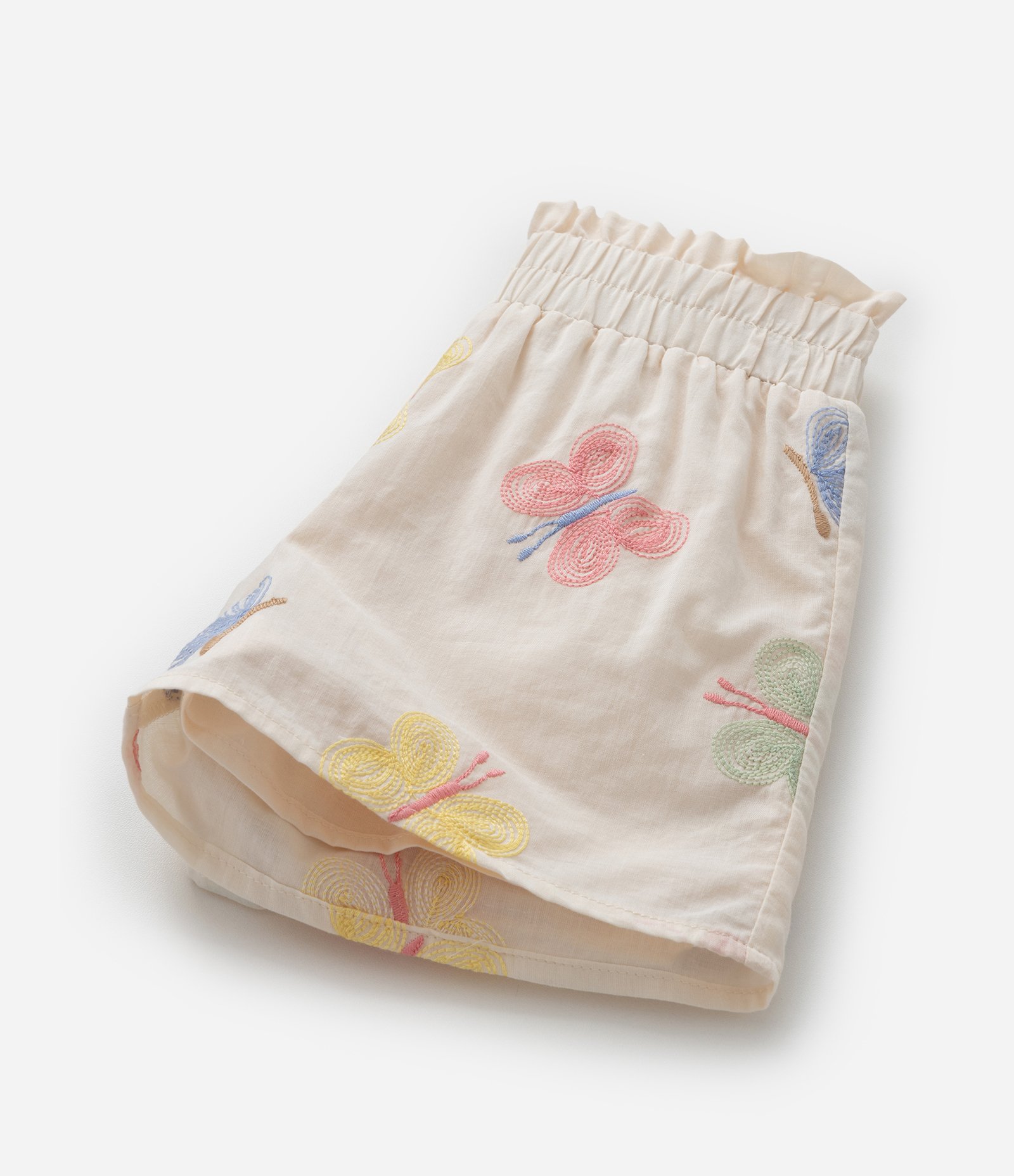 Conjunto Infantil em Tricoline com Bordado Borboletas - Tam 1 a 6 Anos Bege 6