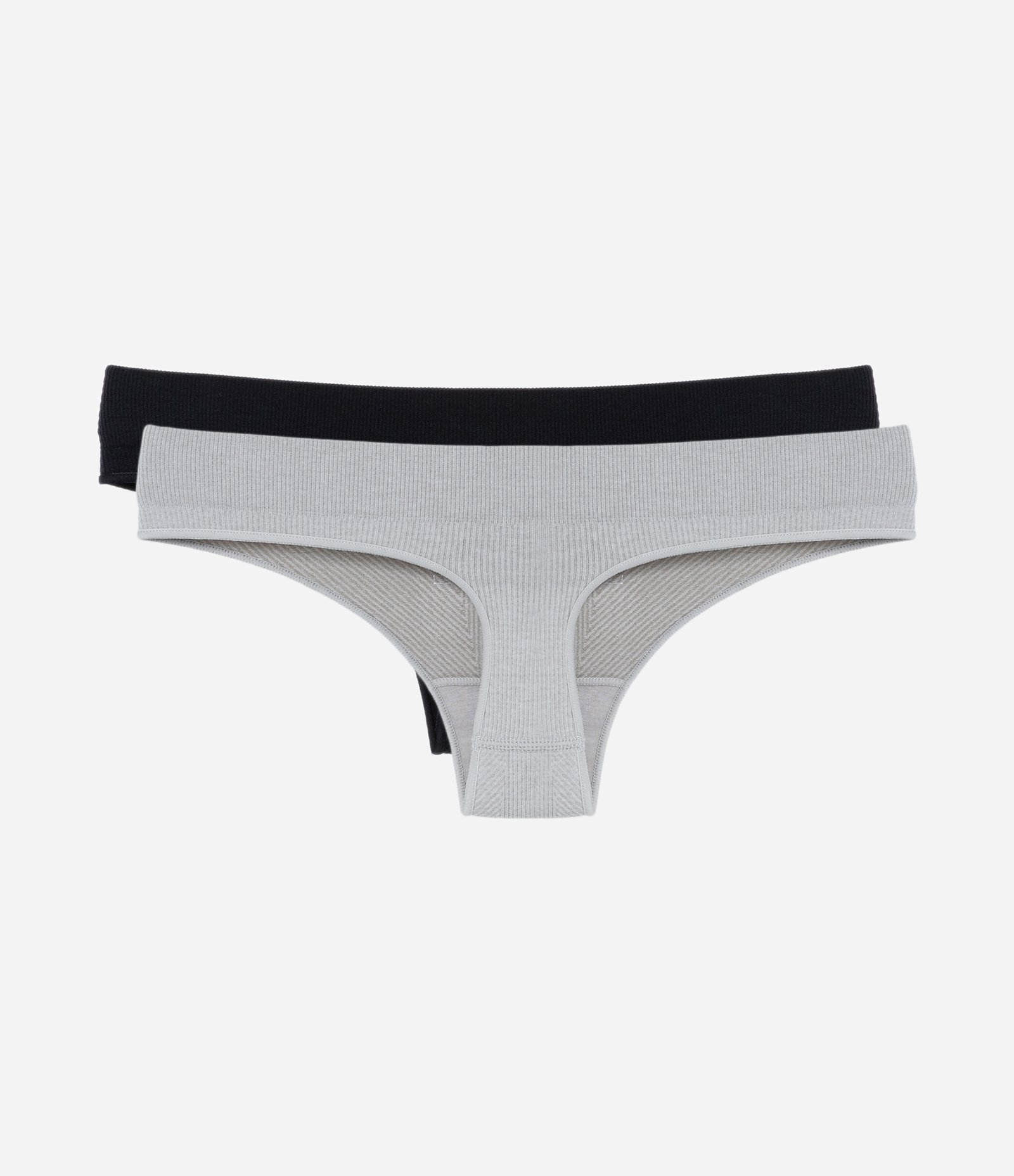 Kit 02 Calcinhas Biquíni Fio Comfy Seamless Texturizada com Etiqueta LOV Preto/Cinza 2