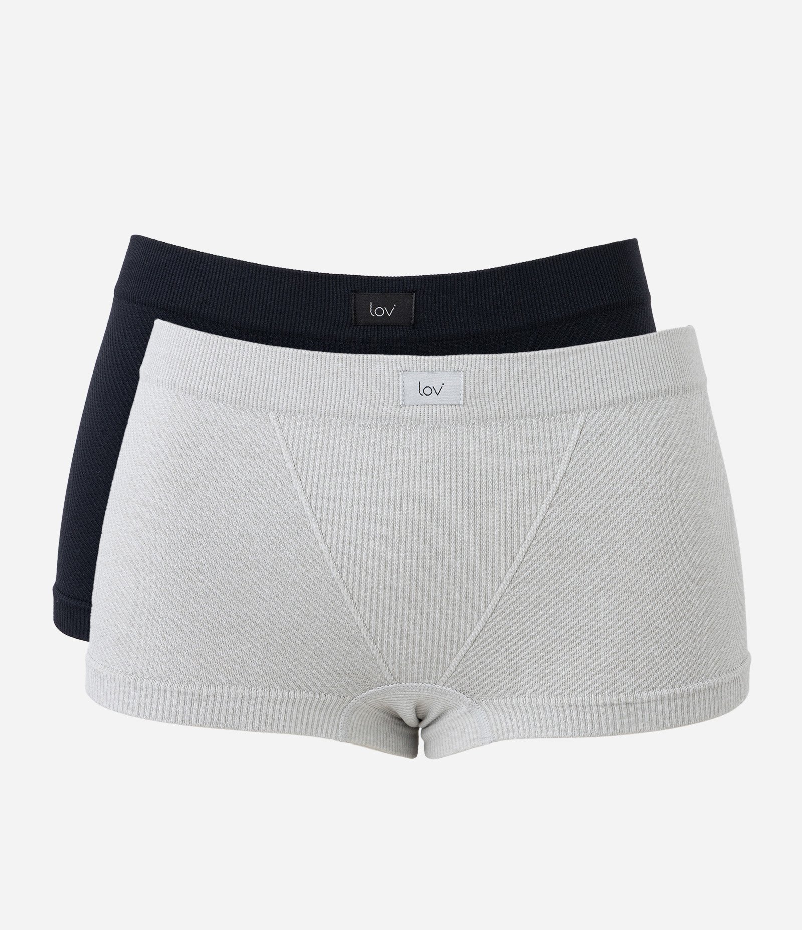 Kit 02 Calcinhas Boyshort Comfy Seamless com Etiqueta LOV Preto/Cinza 1