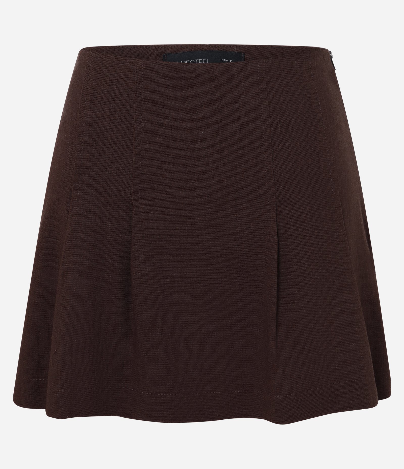 Short Saia em Viscose com Pregas Marrom 1