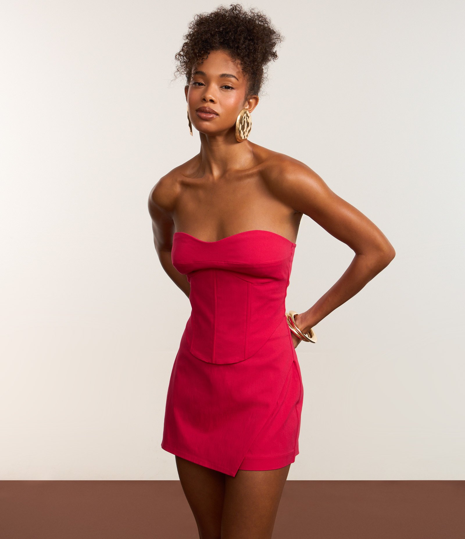 Blusa Corsetada em Bengaline com Zíper nas Costas Rosa Avermelhado 5