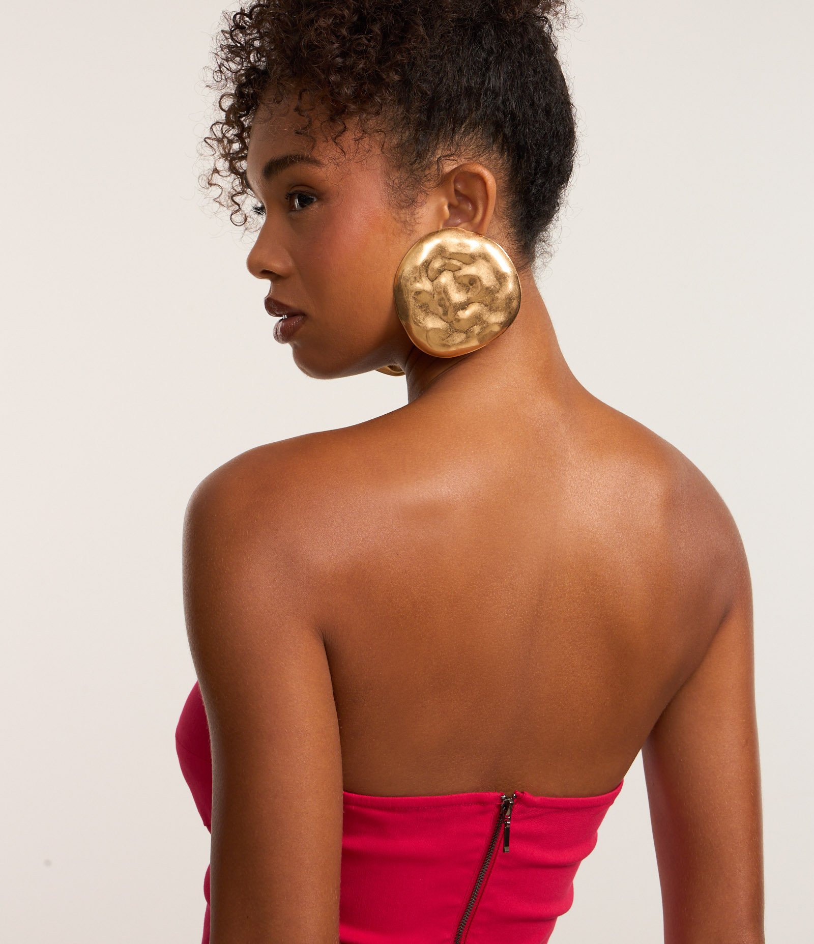 Blusa Corsetada em Bengaline com Zíper nas Costas Rosa Avermelhado 4