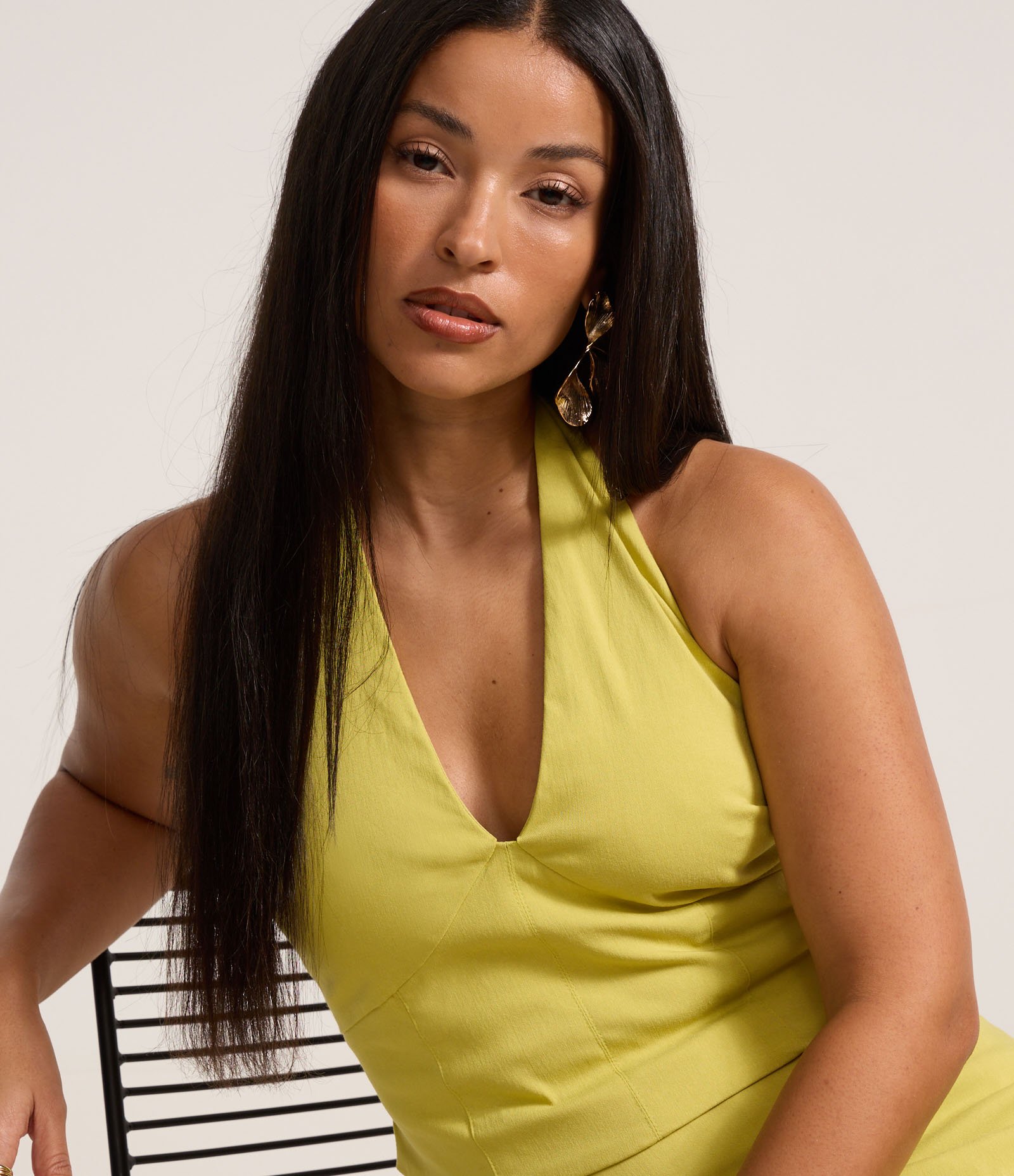 Blusa Curta em Bengaline Frente Única Amarelo 1