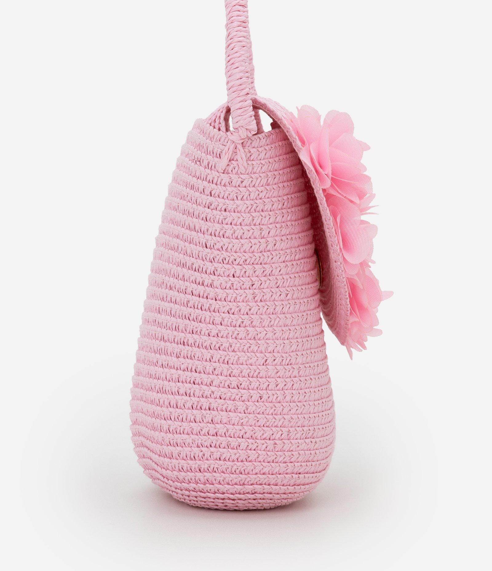 Bolsa Infantil em Palha com Flores - Tam Único Rosa 2