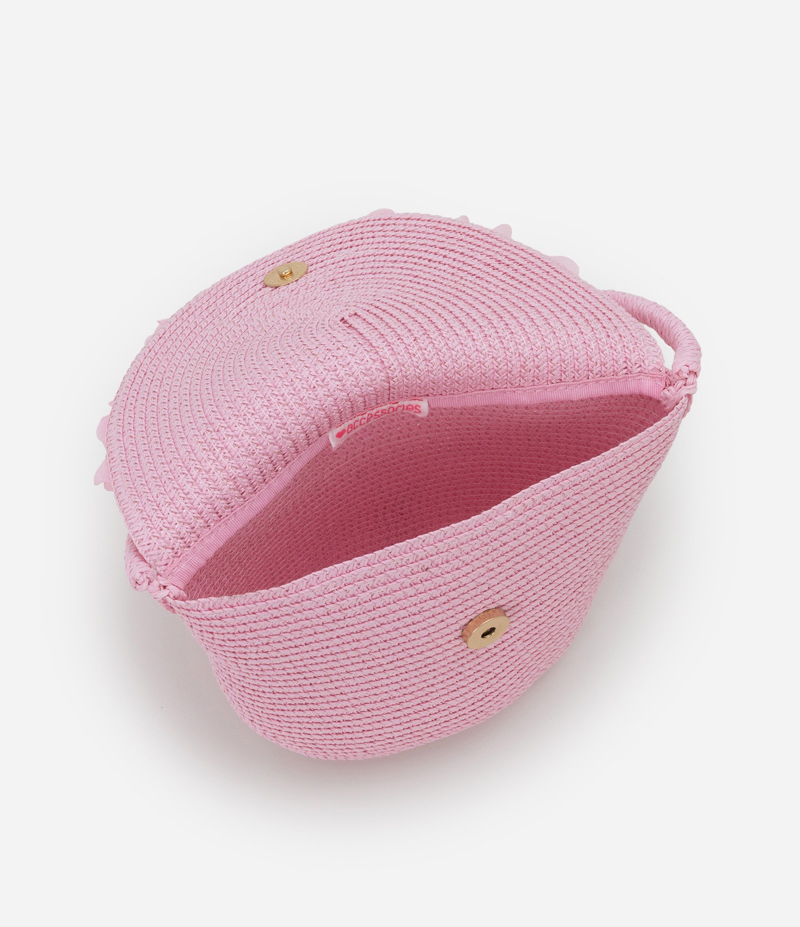 Bolsa Infantil em Palha com Flores - Tam Único Rosa 4